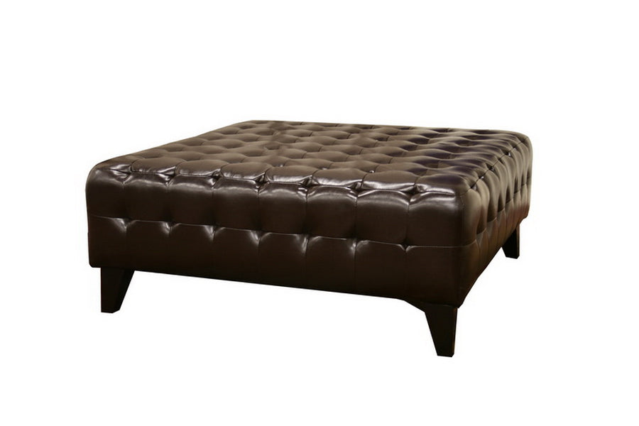 Dark Brown Bonded Leather Square Ottoman