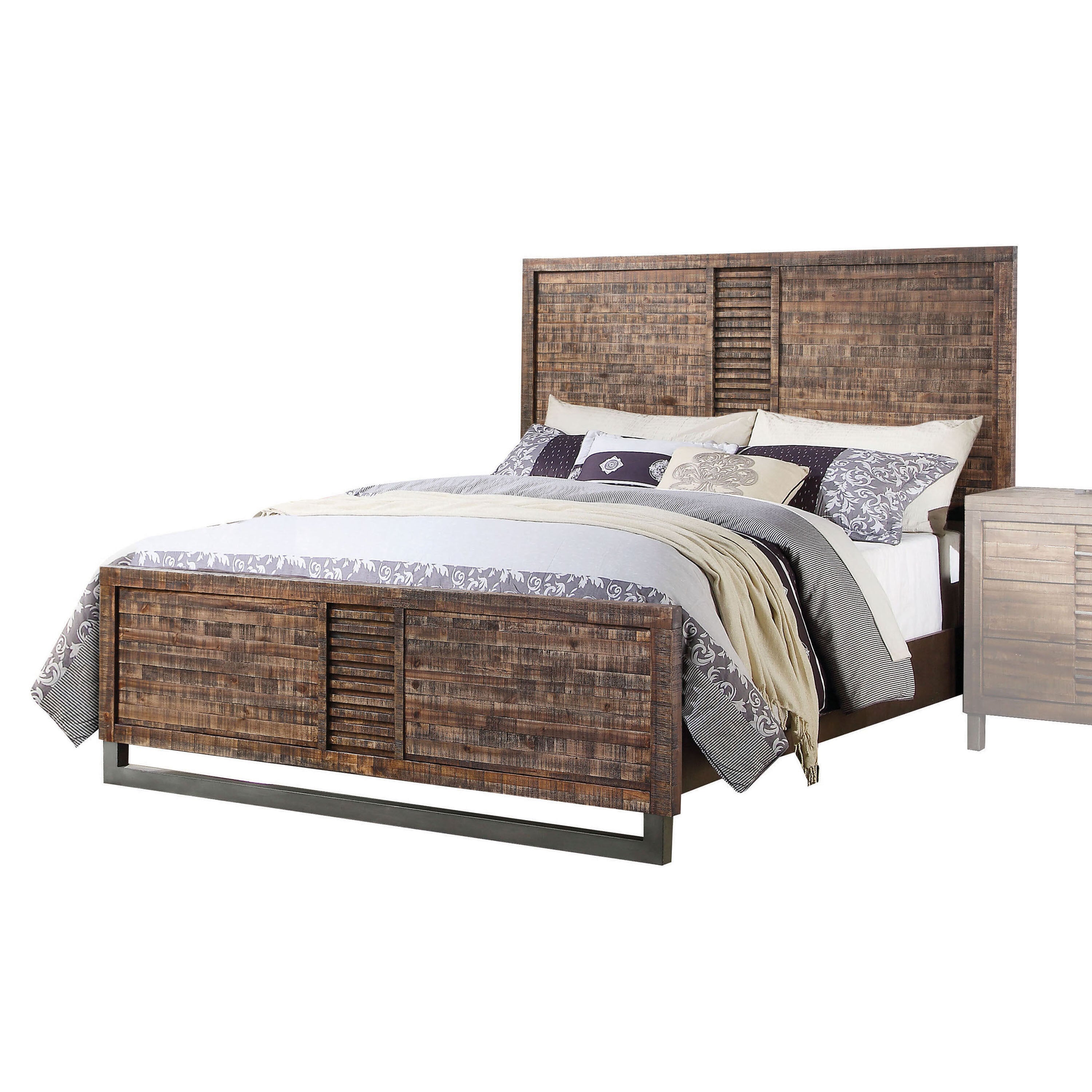 Walcott Woven Fabric Upholstered Bed Frame – Contemporary Panel Design with Buttonless Tufting