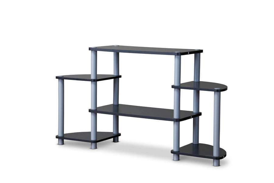 Baxton Studio Orbit Black and Silver 3-Tier TV Stand