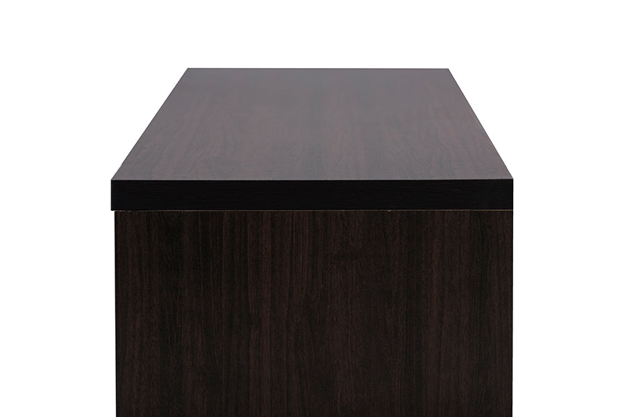 Beasley 70-Inch Dark Brown TV Cabinet with 2 Sliding Doors and Drawer