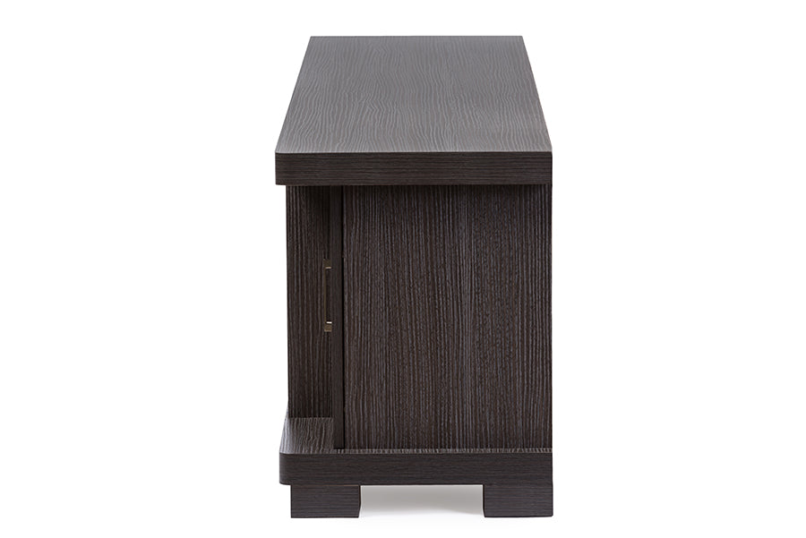 Viveka 70-Inch Greyish Dark Brown Wood TV Cabinet with 2 Glass Doors and 2 Doors