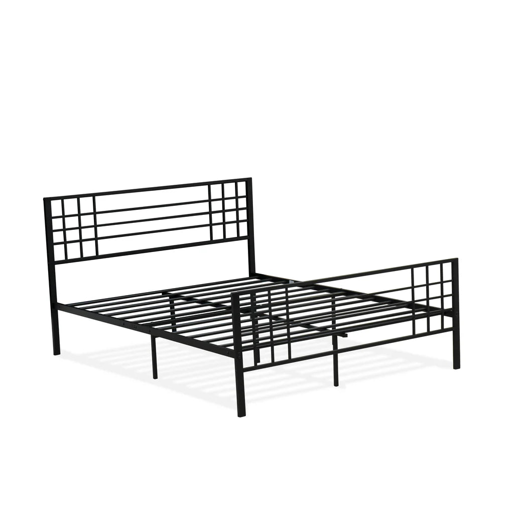 Quinten Tyler Collection Queen Black Powder Coated Platform Bed – Metal Frame with Storage Space