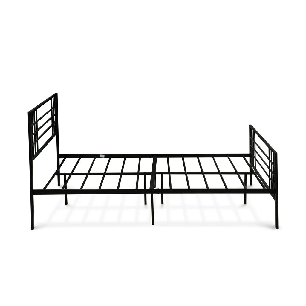 Quinten Tyler Collection Queen Black Powder Coated Platform Bed – Metal Frame with Storage Space