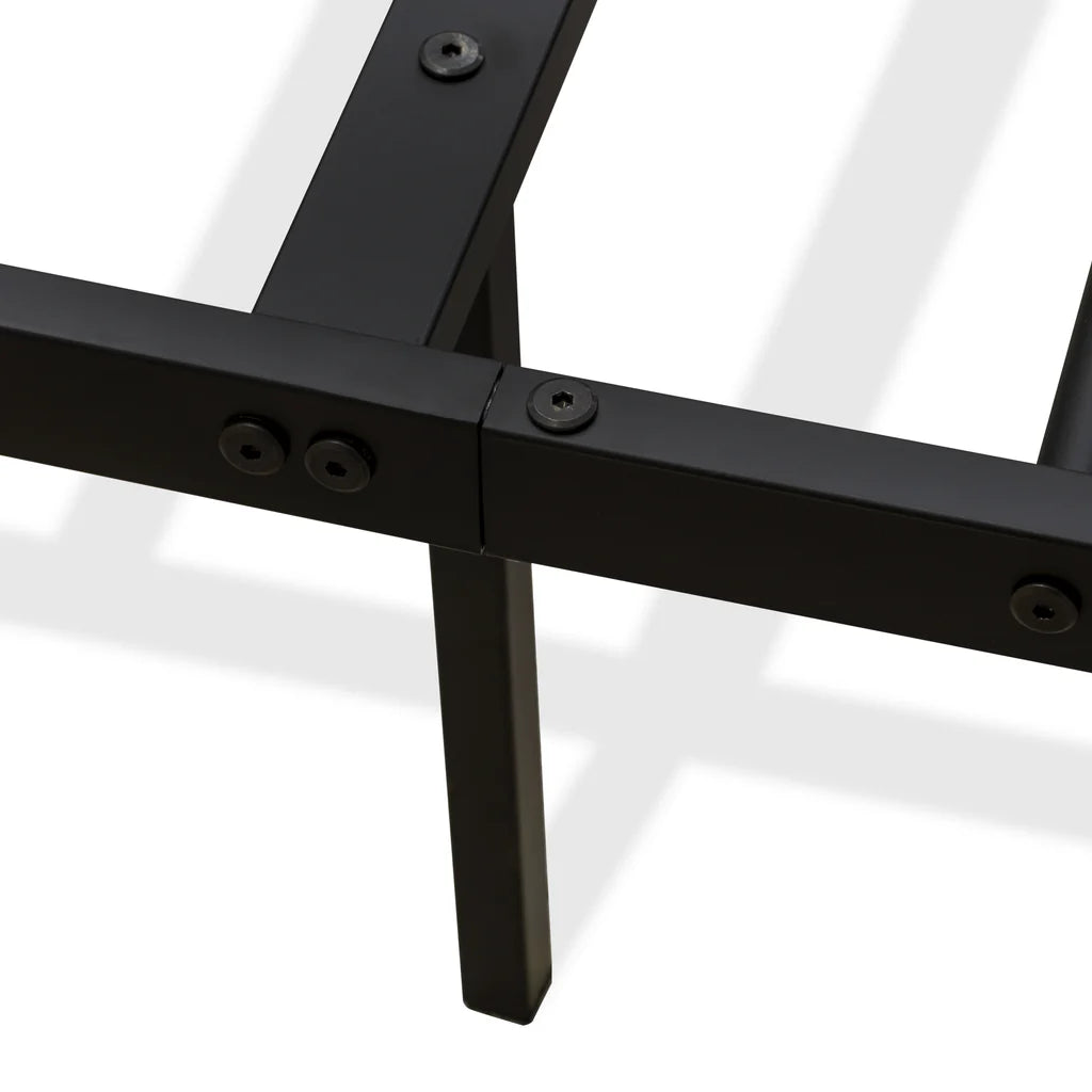 Quinten Tyler Collection Queen Black Powder Coated Platform Bed – Metal Frame with Storage Space