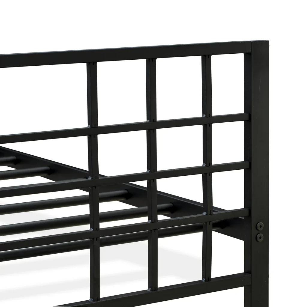 Quinten Tyler Collection Queen Black Powder Coated Platform Bed Metal Frame with Storage Space