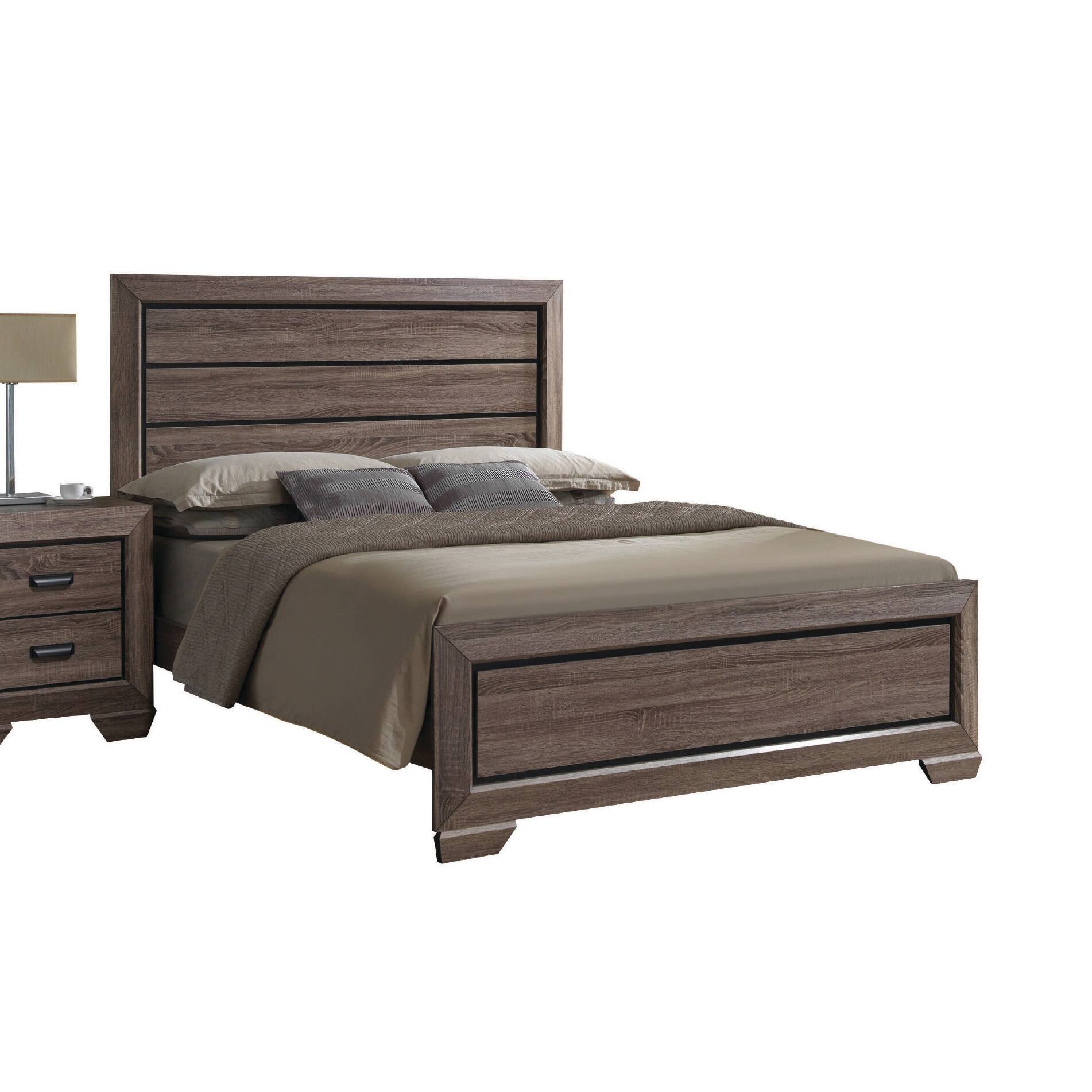 John Lyndon Collection Eastern King Gray Wood Bed – Panel Headboard & Storage Base