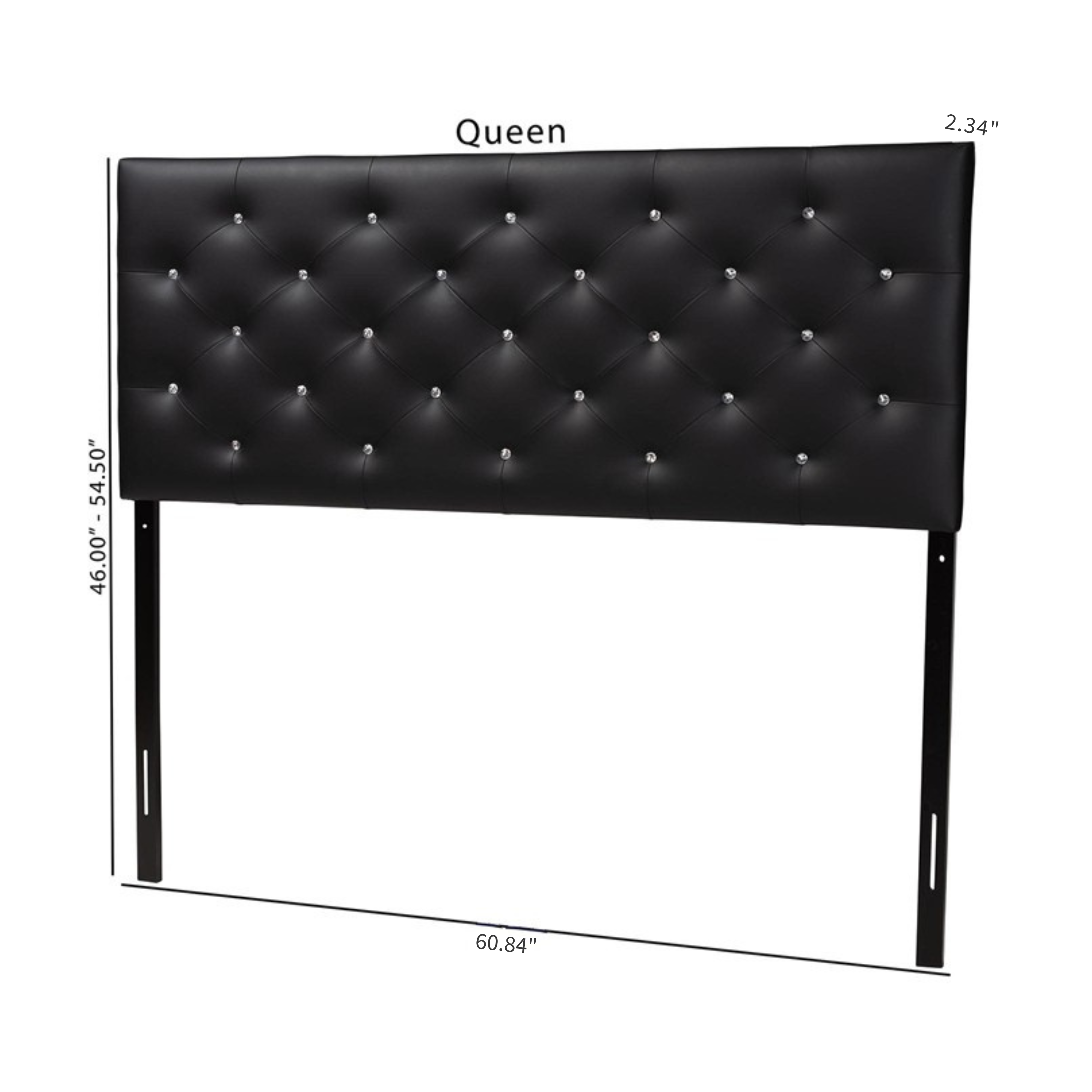 Viviana Modern and Contemporary Black Faux Leather Upholstered Button-tufted Queen Size Headboard