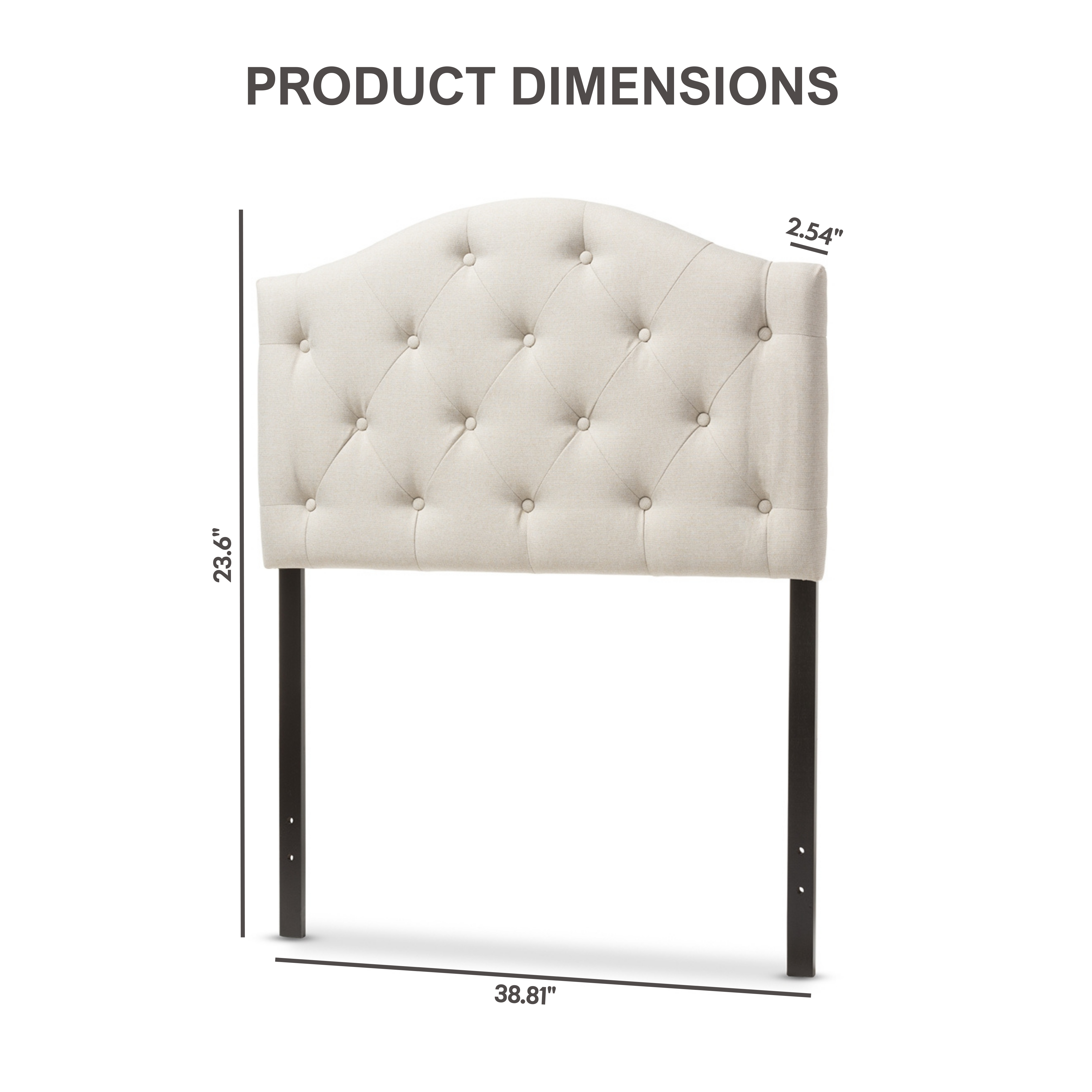 Myra Modern and Contemporary Light Beige Fabric Upholstered Button-Tufted Scalloped Twin Size Headboard