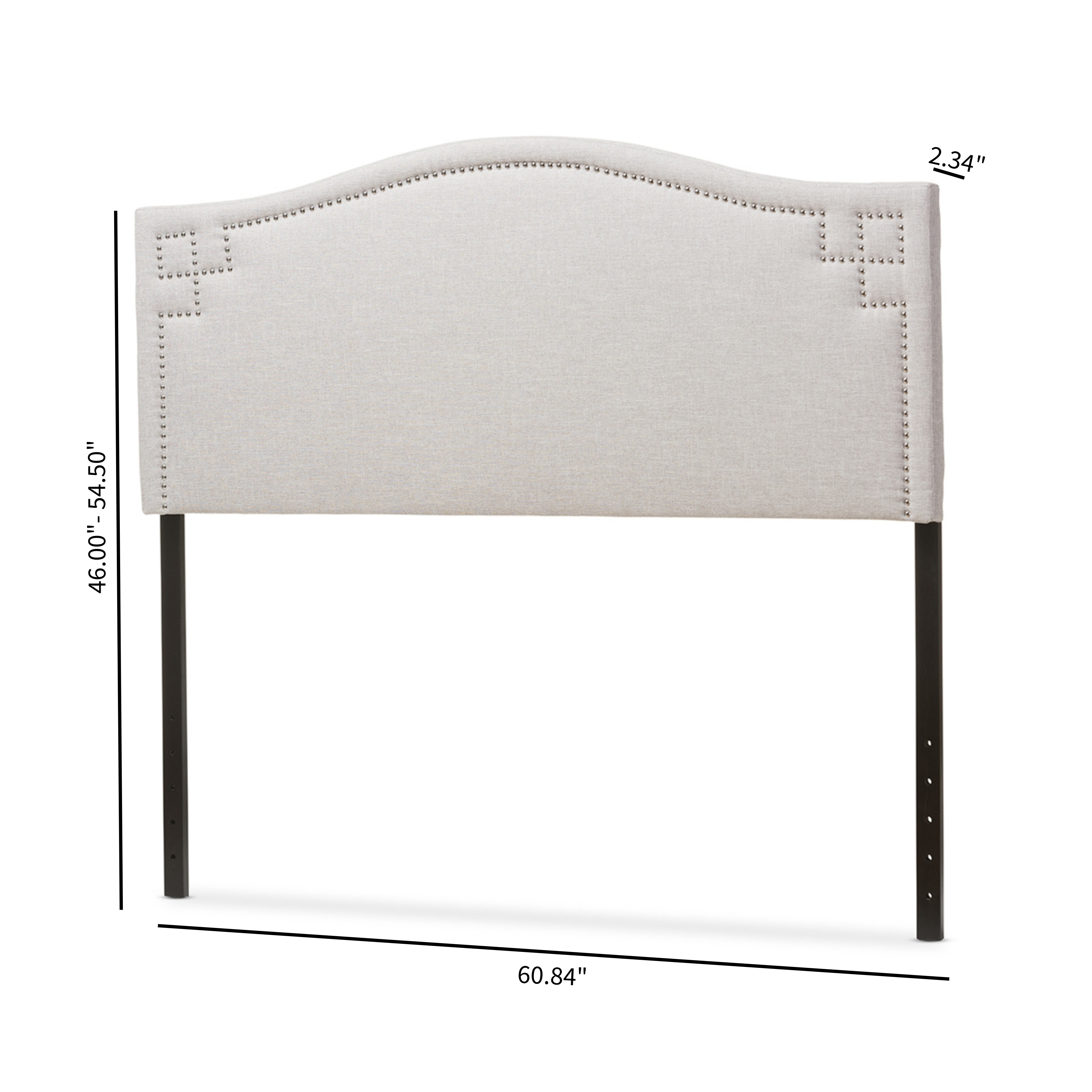 Aubrey Modern and Contemporary Grayish Beige Fabric Upholstered Queen Size Headboard