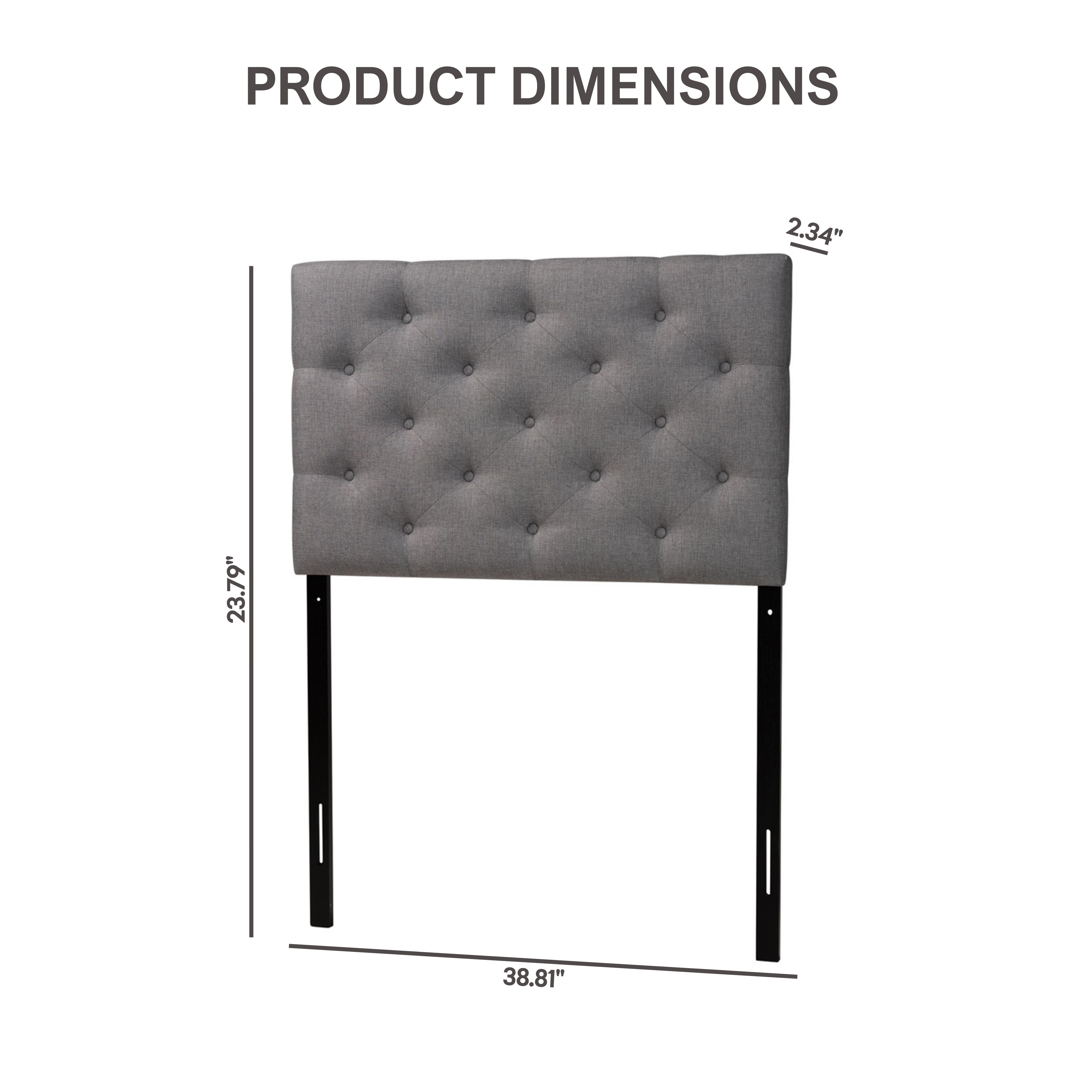 Viviana Modern and Contemporary Grey Fabric Upholstered Button-Tufted Twin Size Headboard