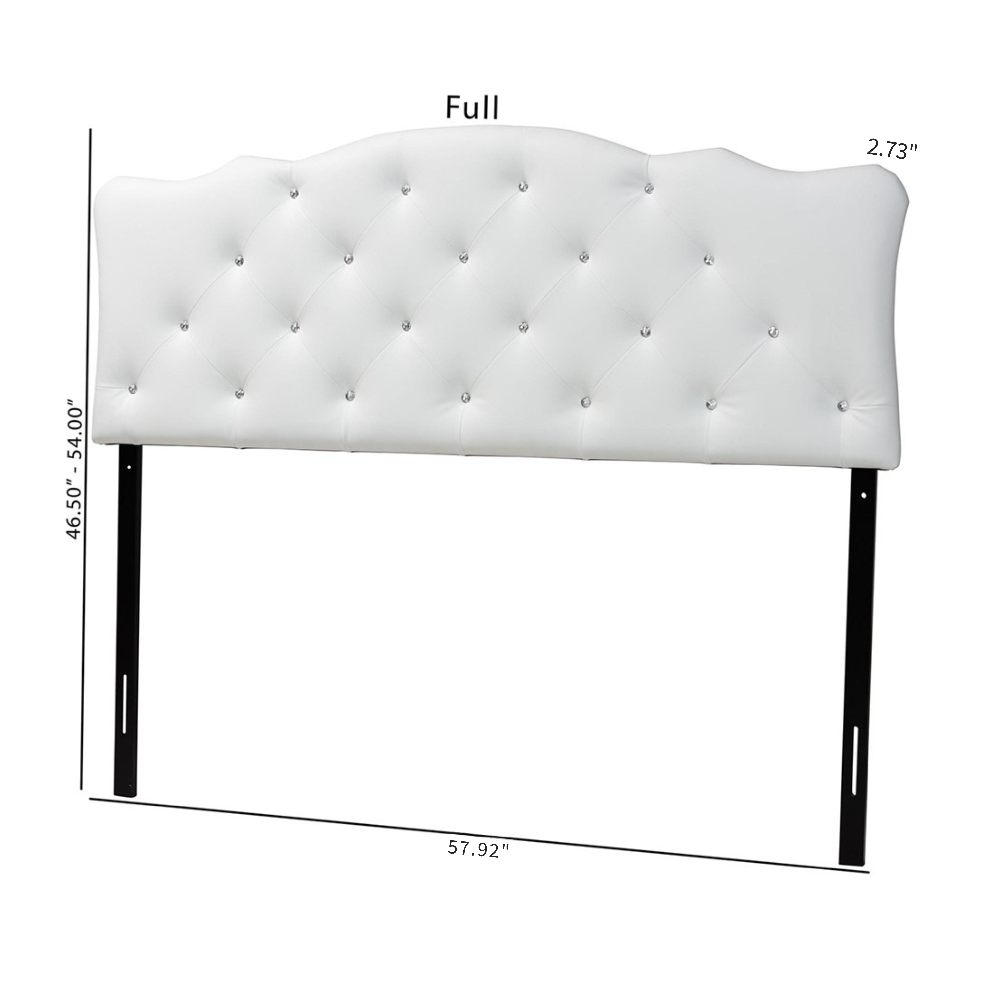 Rita Modern and Contemporary Full Size White Faux Leather Upholstered Button-tufted Scalloped Headboard