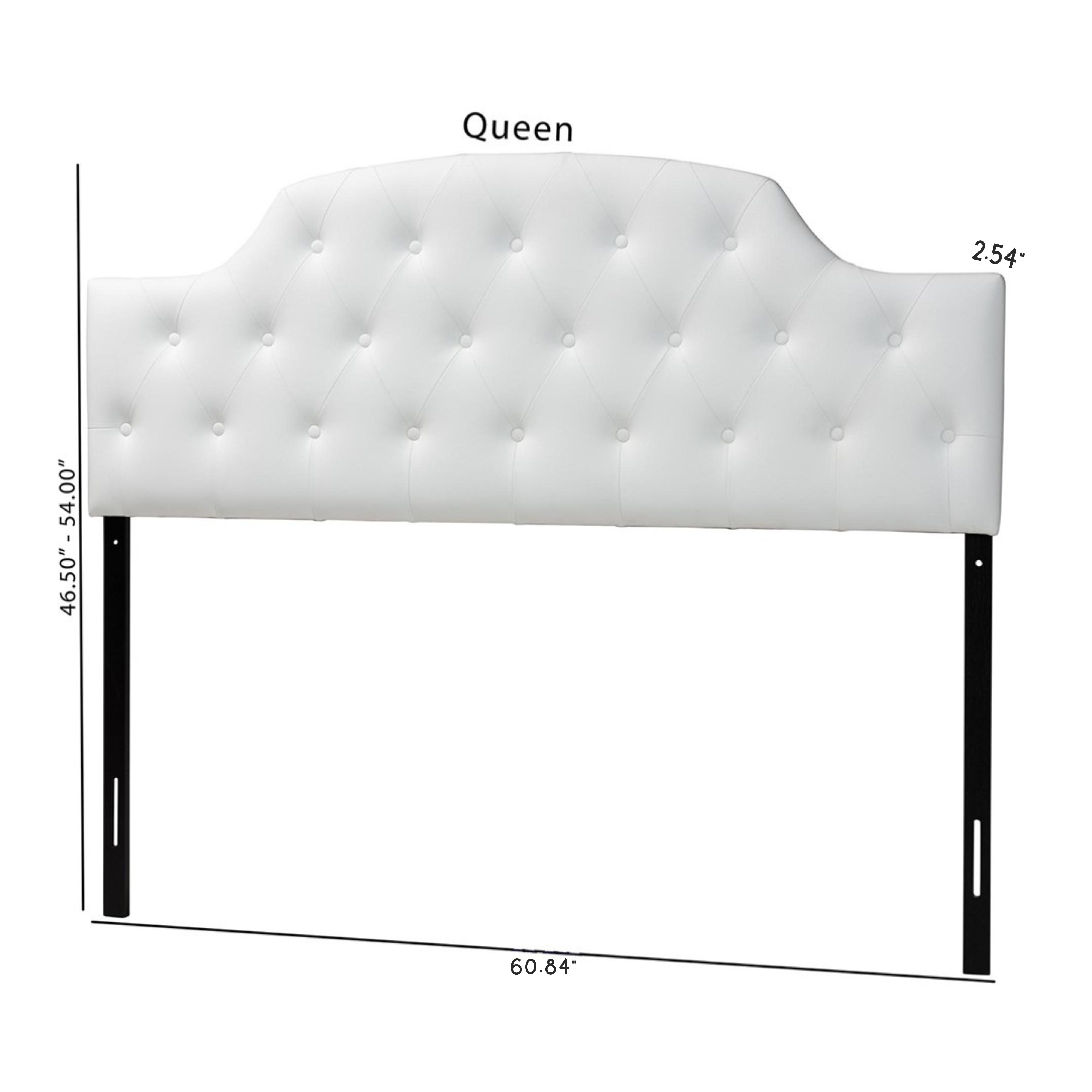 Morris Modern and Contemporary Queen Size White Faux Leather Upholstered Button-tufted Scalloped Headboard