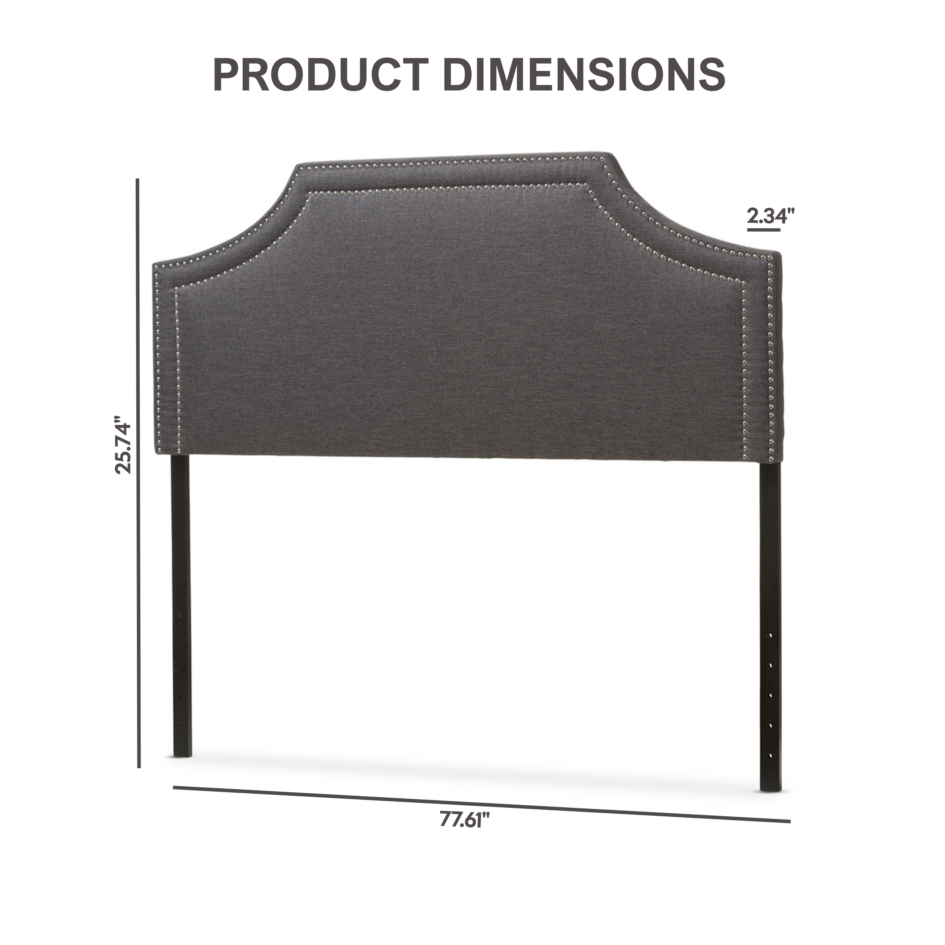 Avignon Modern and Contemporary Dark Grey Fabric Upholstered King Size Headboard
