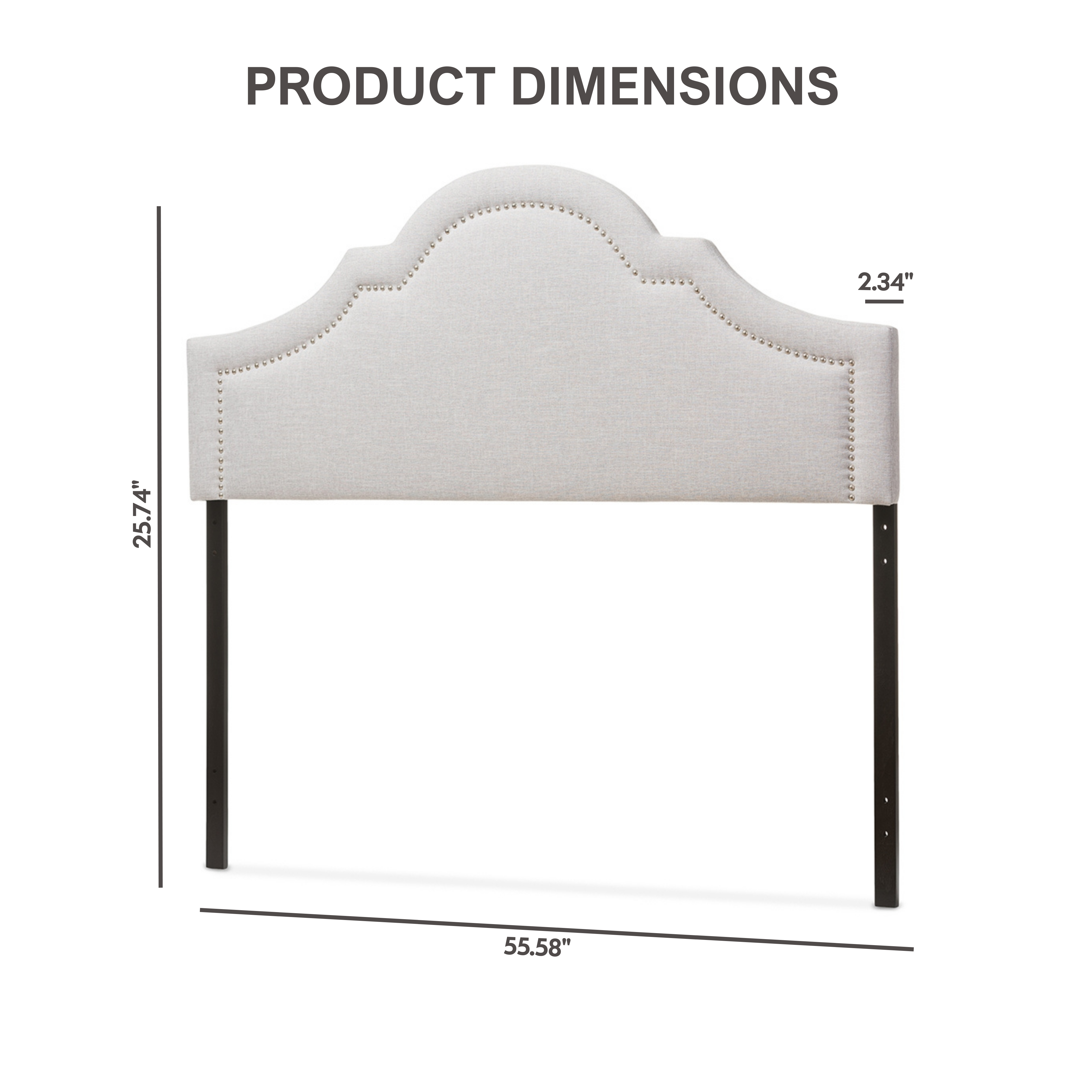 Rita Modern and Contemporary Grayish Beige Fabric Upholstered Full Size Headboard
