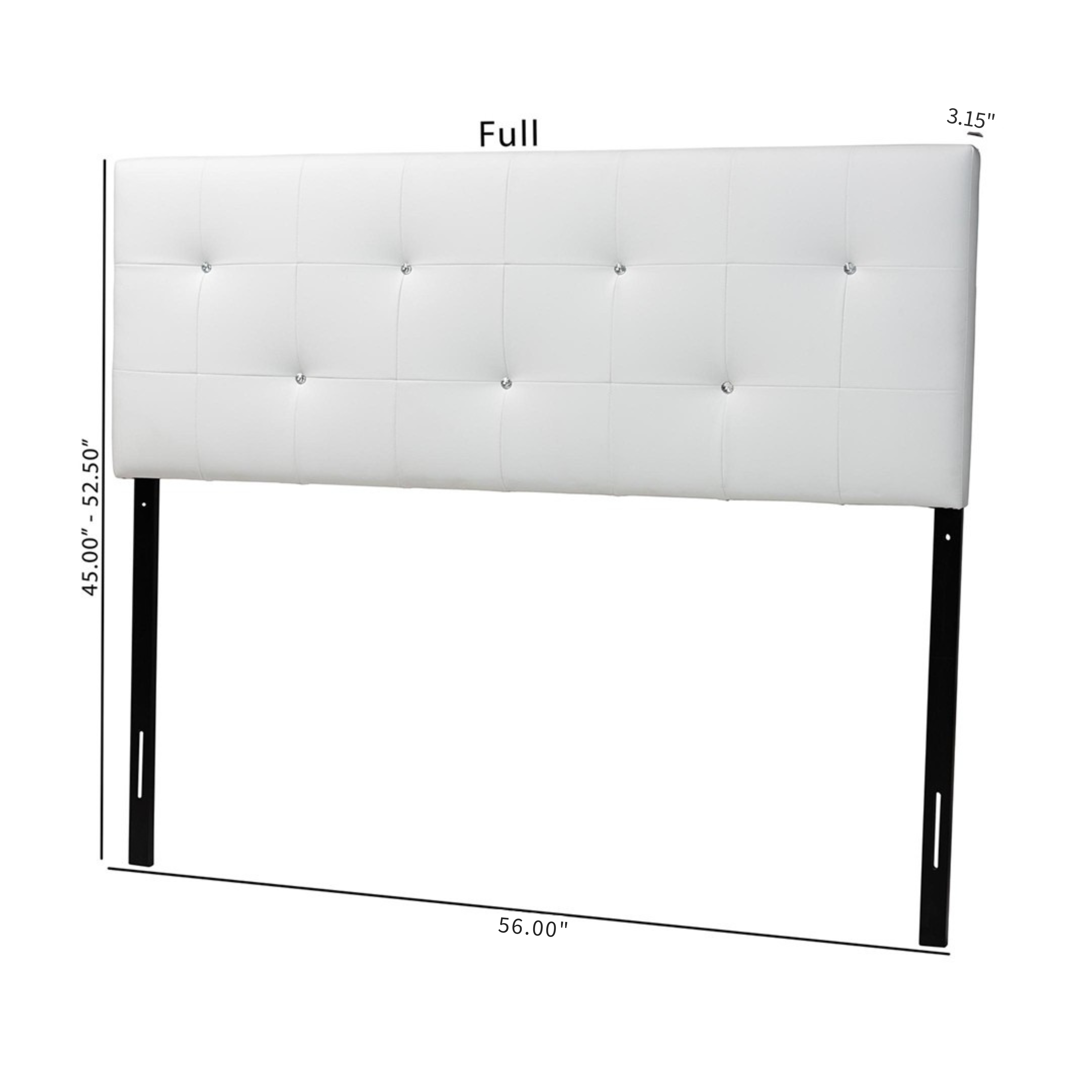 Dalini Modern and Contemporary Full White Faux Leather Headboard with Faux Crystal Buttons