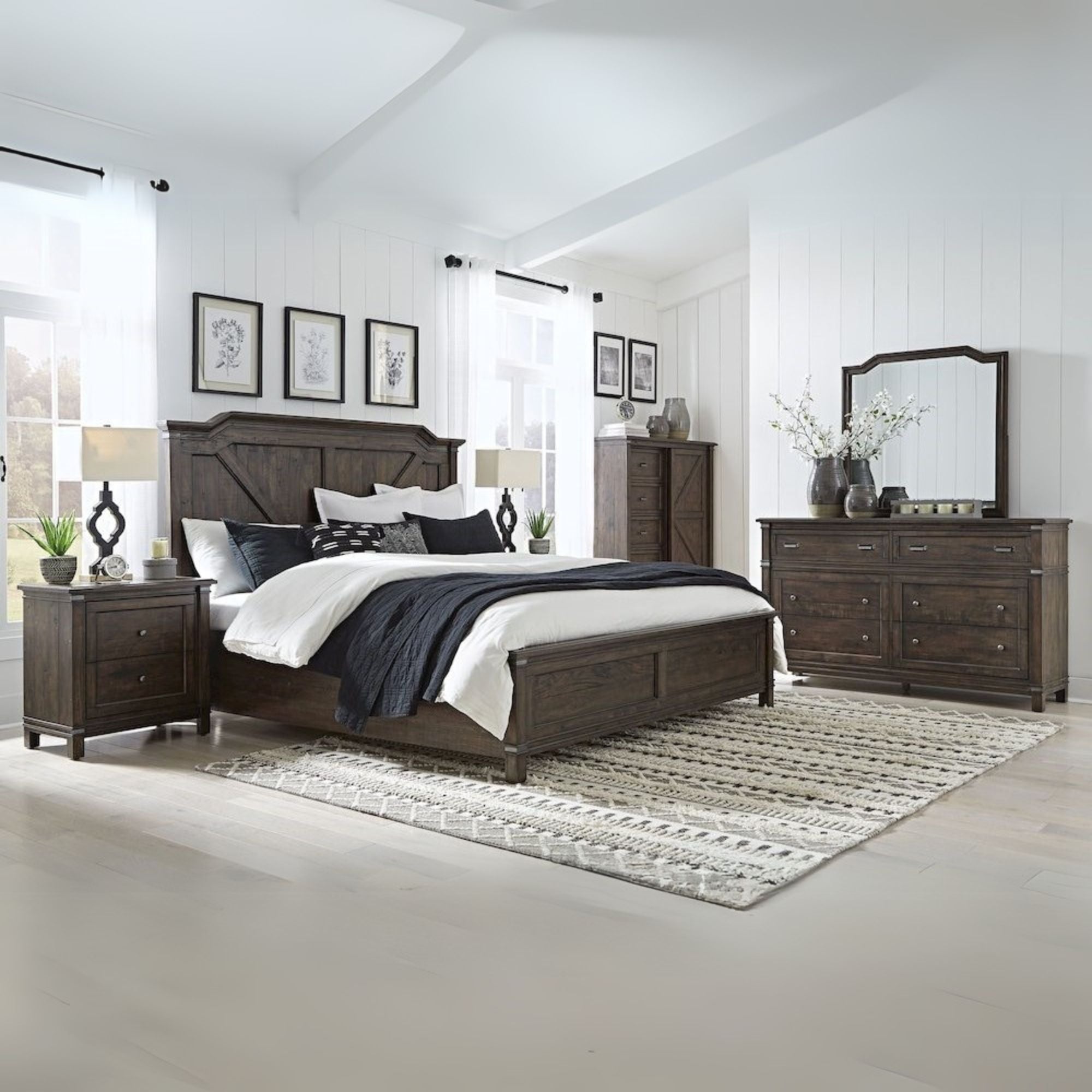 Suzie Farmwood King Whiskey Barrel Wood Panel Bed – Rustic Style with Panel Footboard