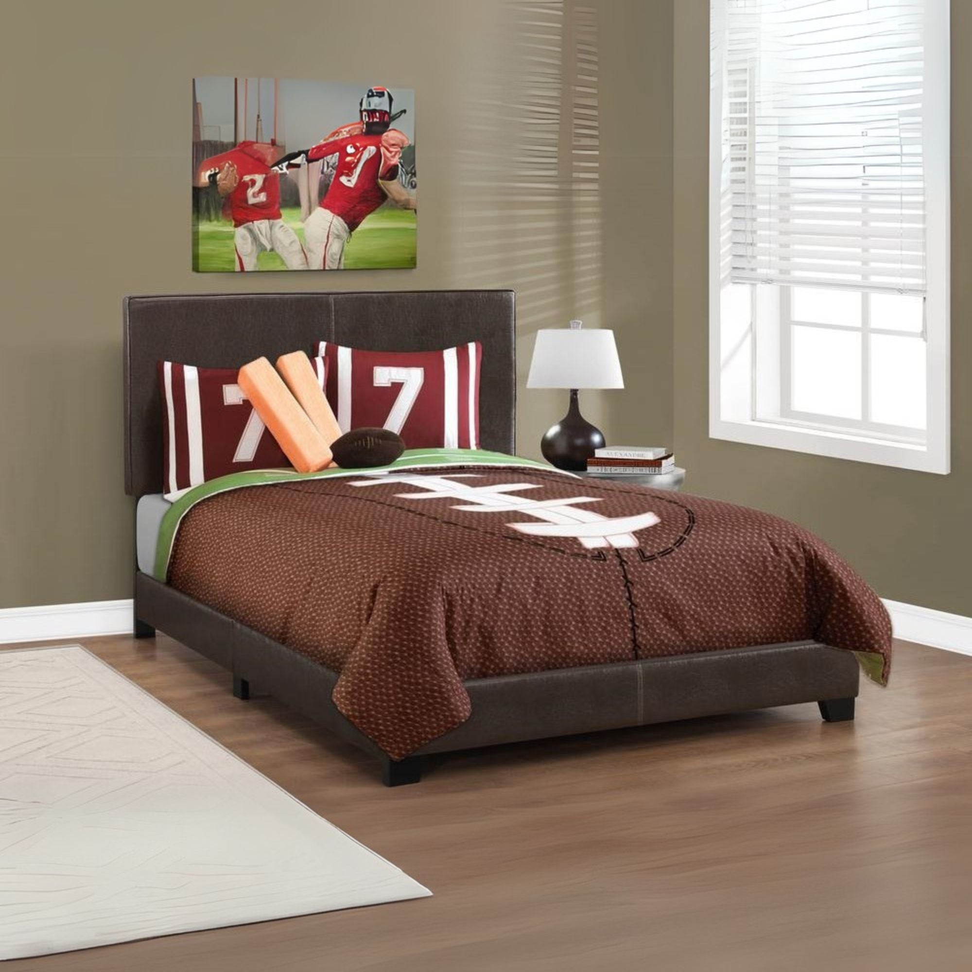 Convene Transitional Full Size Brown Upholstered Bed – Leather Look with Contemporary Styling