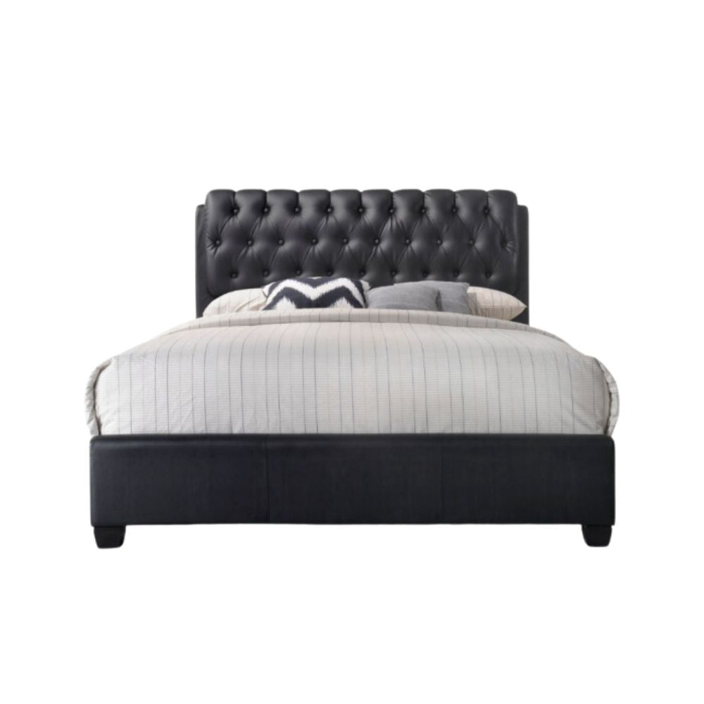 Leone Ireland II Queen Bed Espresso Wood – Contemporary Platform Design