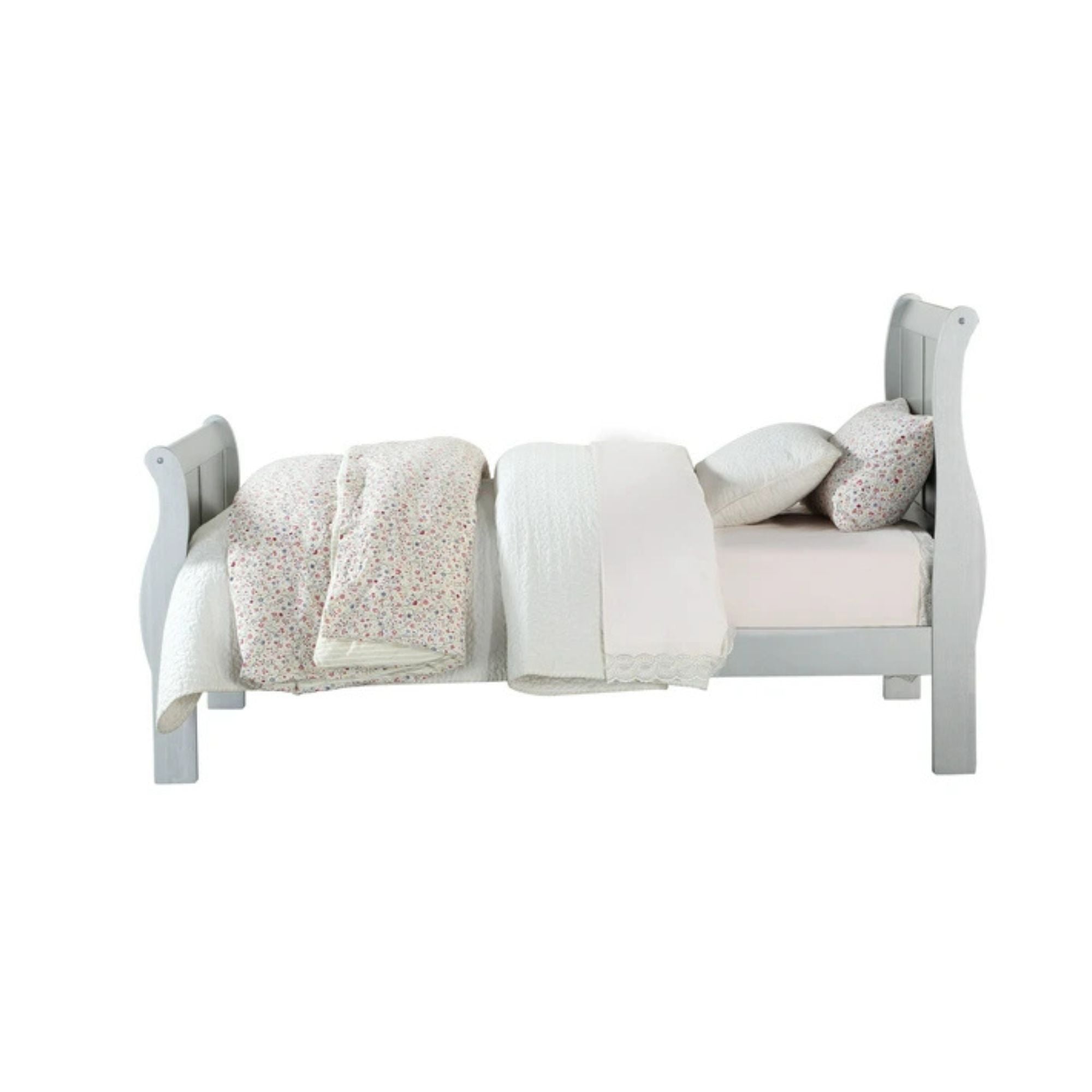 Mallu Louis Philippe III Twin Size Bed – Cherry Finish Sleigh Frame for Kids or Guest Room