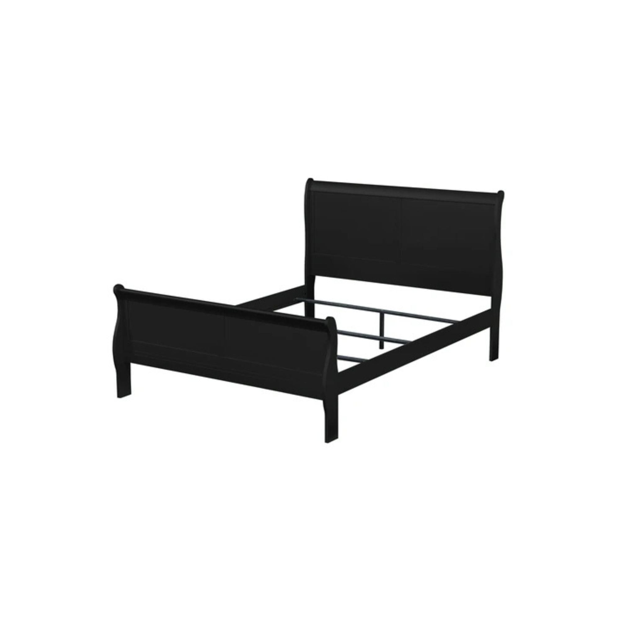 Verde Louis Philippe EK Brown Wood Bed – Traditional Sleigh Style with High Headboard