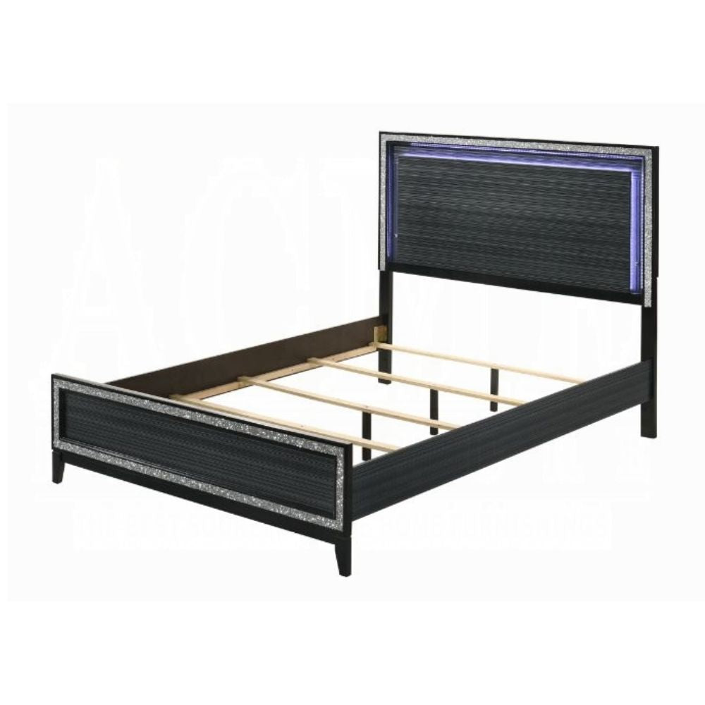 Dean Haiden Queen Wood LED Platform Bed – Classic Modern Design with Illuminated Headboard