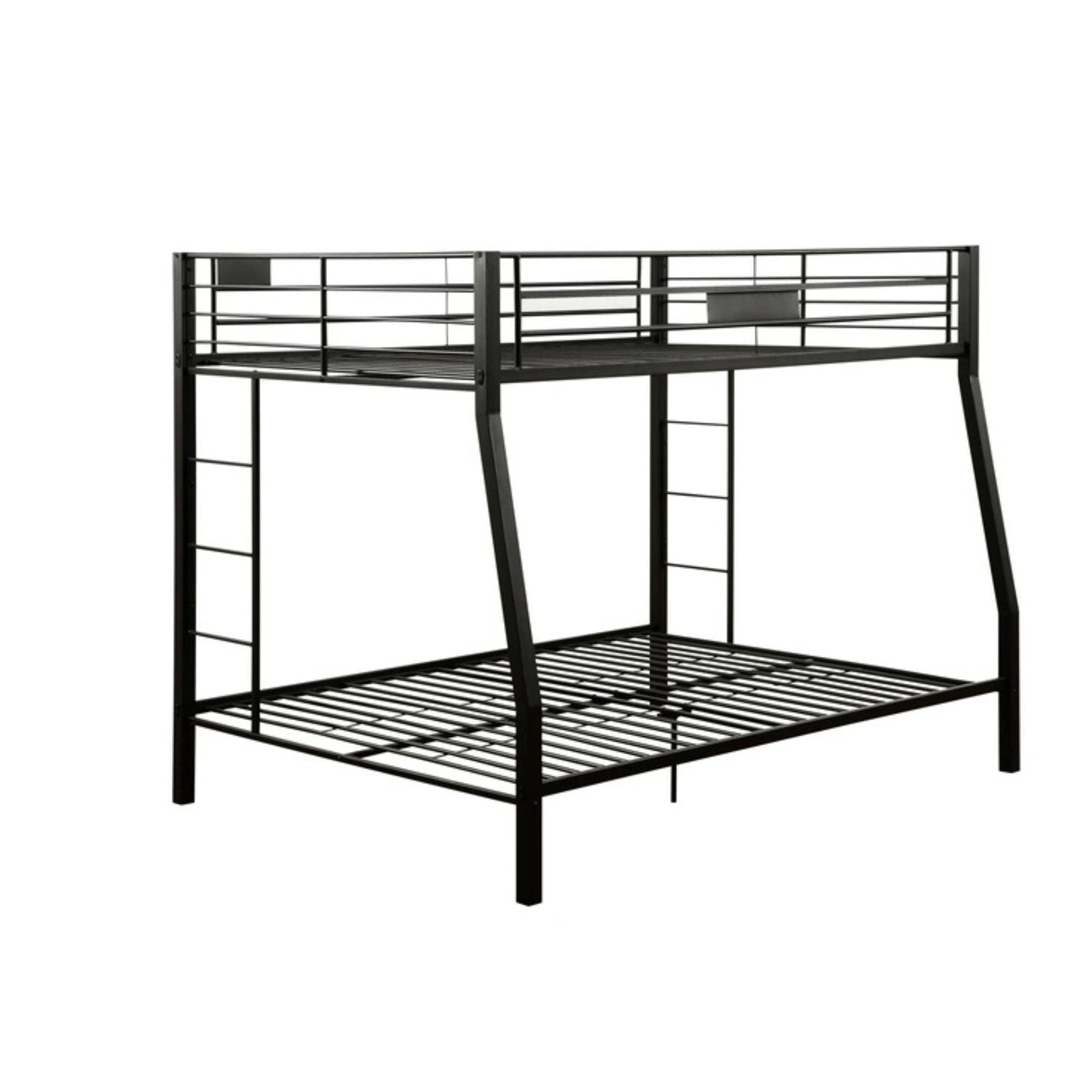 Ava Limbra Full/XL Twin over Queen Sandy Black Metal Bunk Bed – Industrial Space-Saving Design