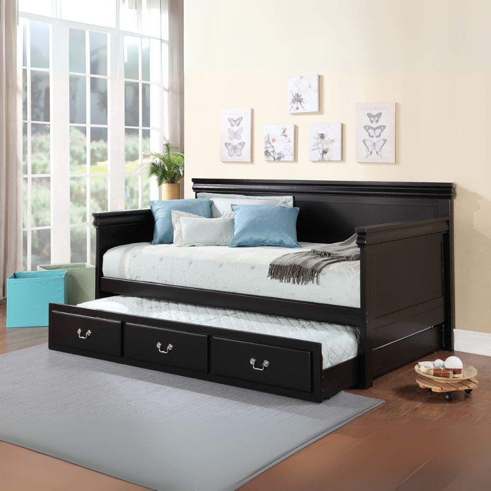Clayton Bailee Twin Wooden Teenager Daybed – Panel Style with Profile Molding & Trundle