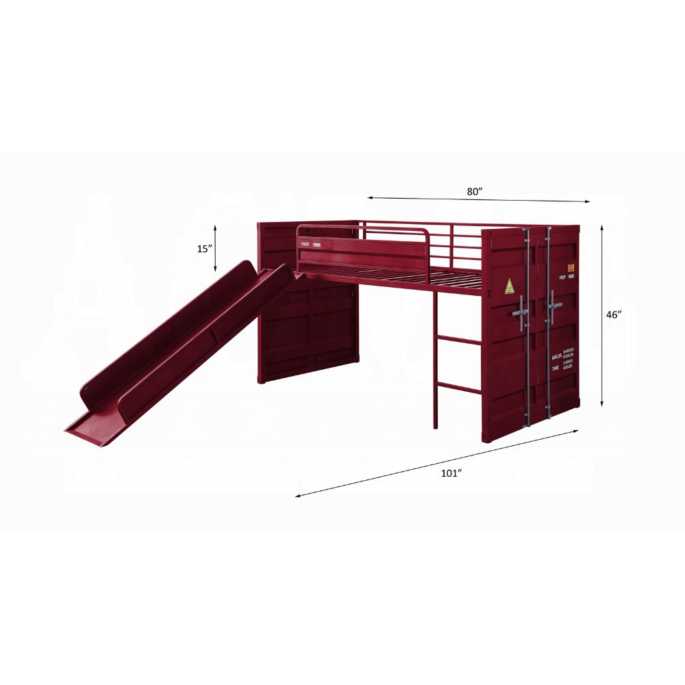 Rochester Cargo Teenager Twin Metal Loft Bed – Space-Saving Slide Design