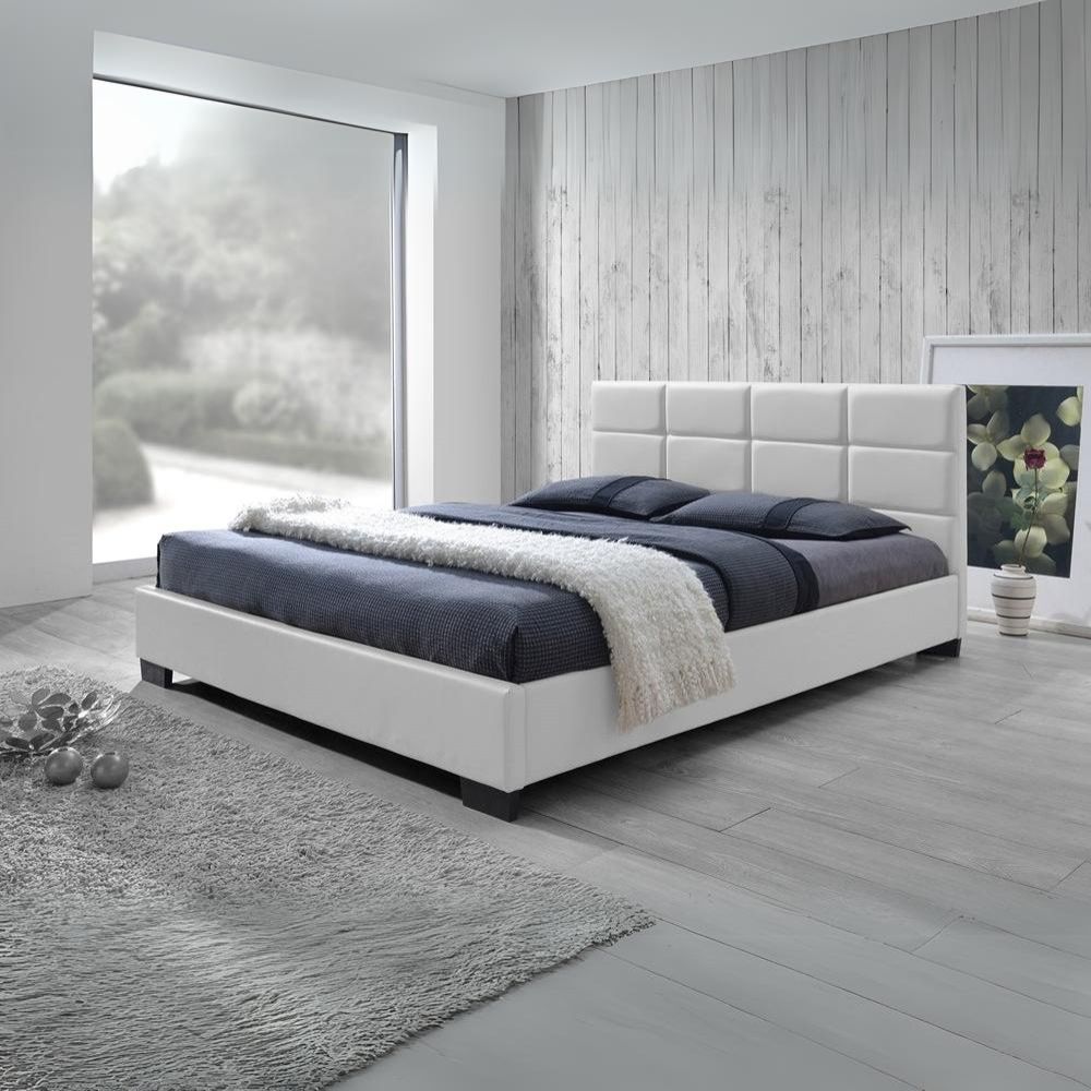 Vivaldi White Faux Leather Padded Platform Base Full Size Bed Frame