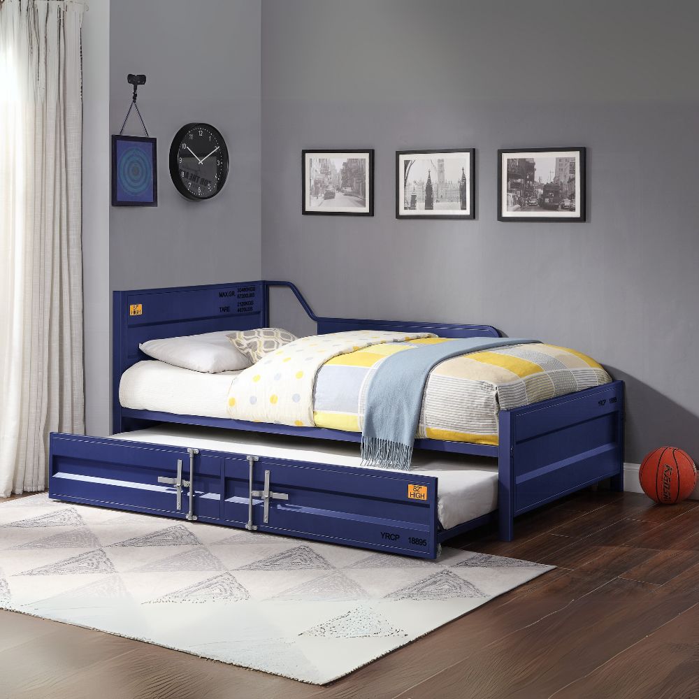 Ventura Cargo Twin Gunmetal Metal Daybed with Trundle – Industrial Space-Saving Design