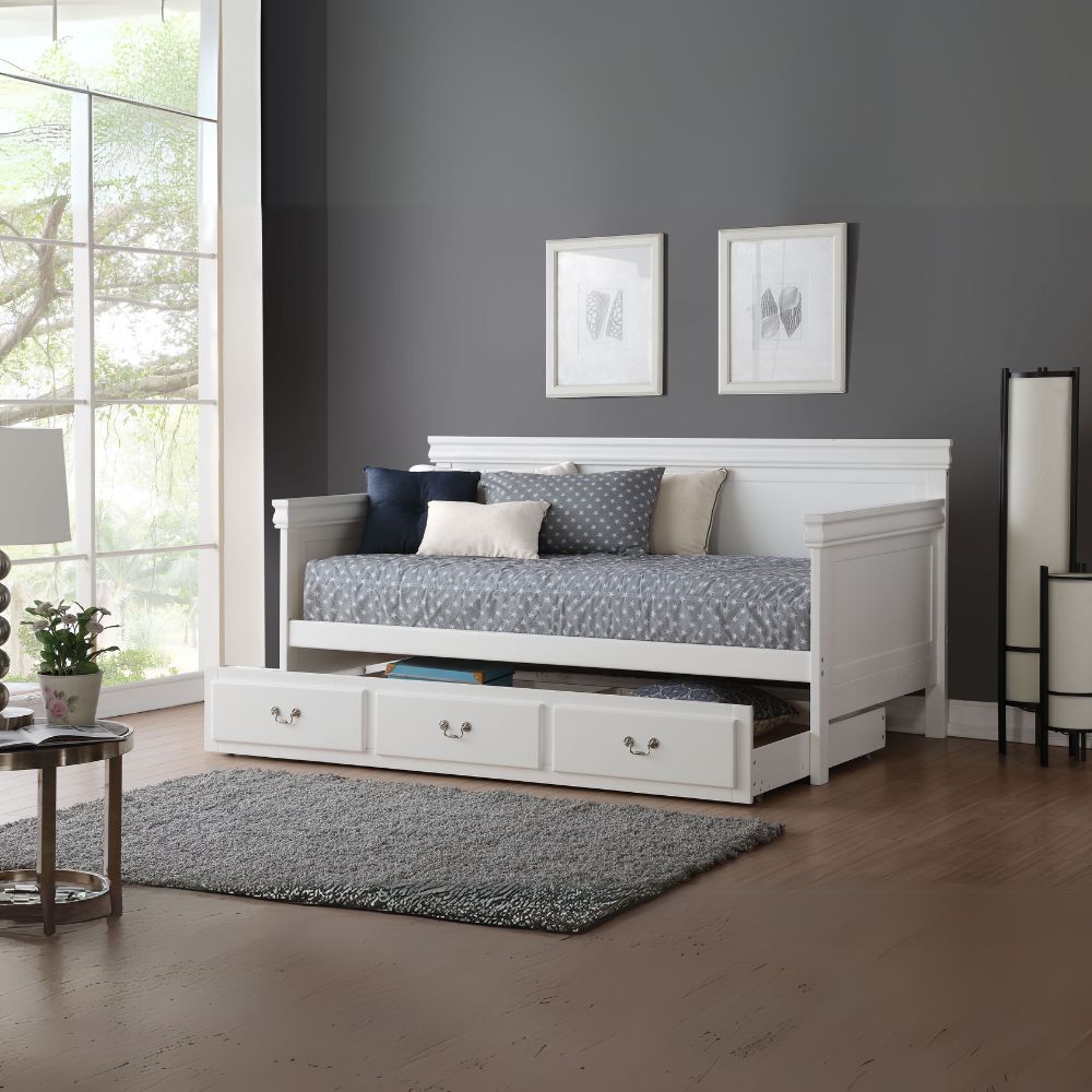 Clayton Bailee Twin Wooden Teenager Daybed – Panel Style with Profile Molding & Trundle