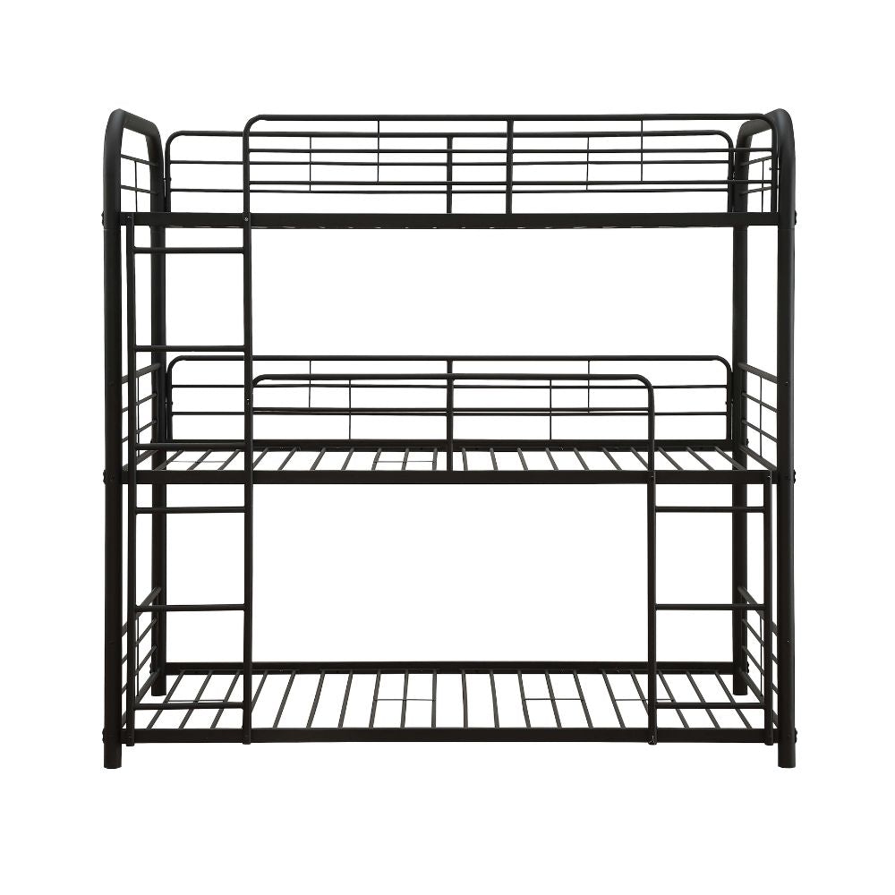 Rex Cairo Twin Over Twin Over Twin Bunk Bed Black Metal