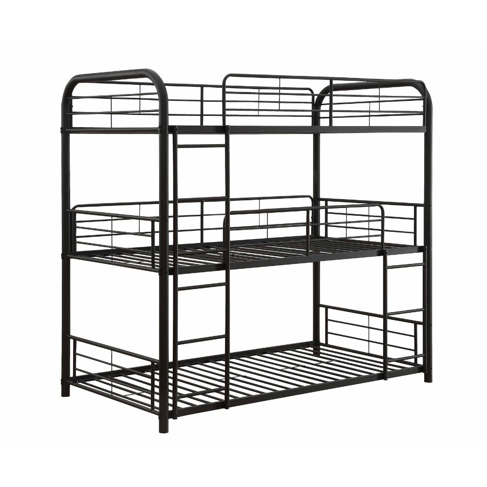 Rex Cairo Twin Over Twin Over Twin Bunk Bed Black Metal – Sleek Triple Sleeping Solution