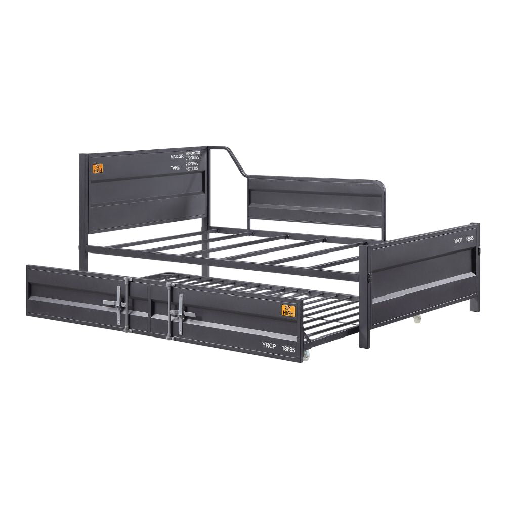 Ventura Cargo Twin Gunmetal Metal Daybed with Trundle – Industrial Space-Saving Design