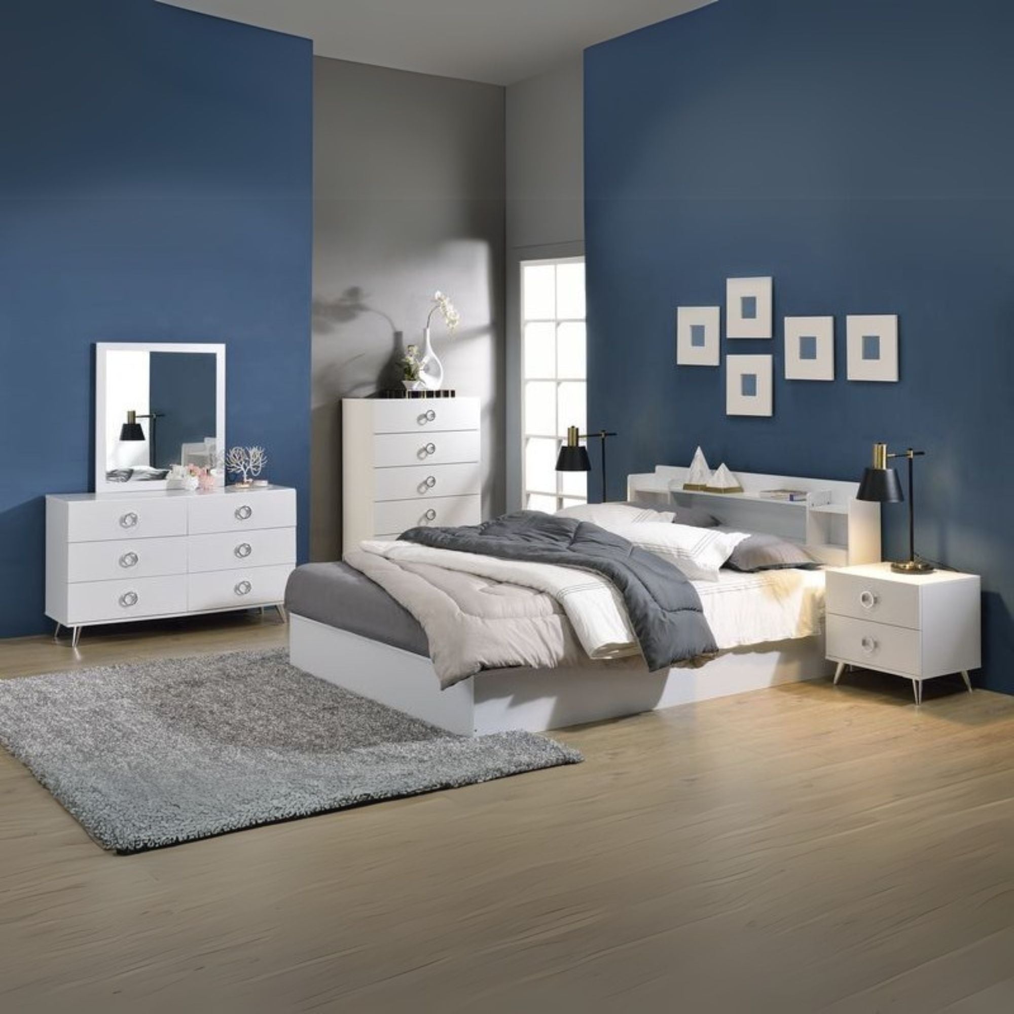 Tahoe Perse Queen Bed in White – Sleek Storage Bed for Modern Bedrooms