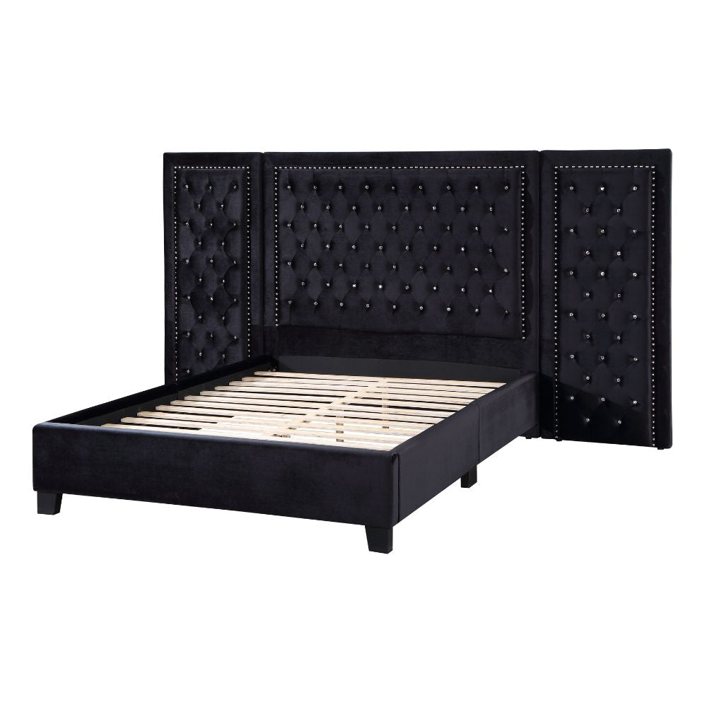 Oxford Damazy Eastern King Faux Leather Bed Sleek Modern Look