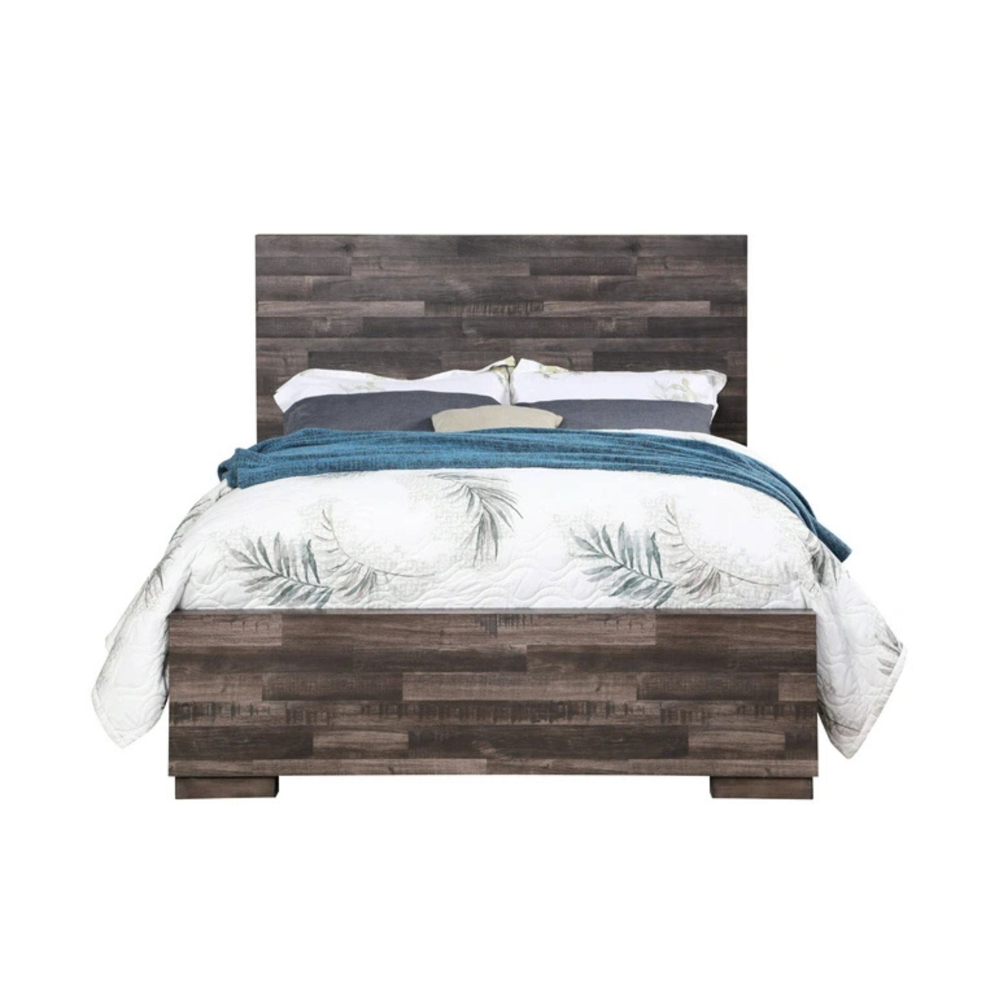 Cody Juniper Collection Dark Cherry Queen Wood Bed – Sturdy & Stylish Panel Headboard