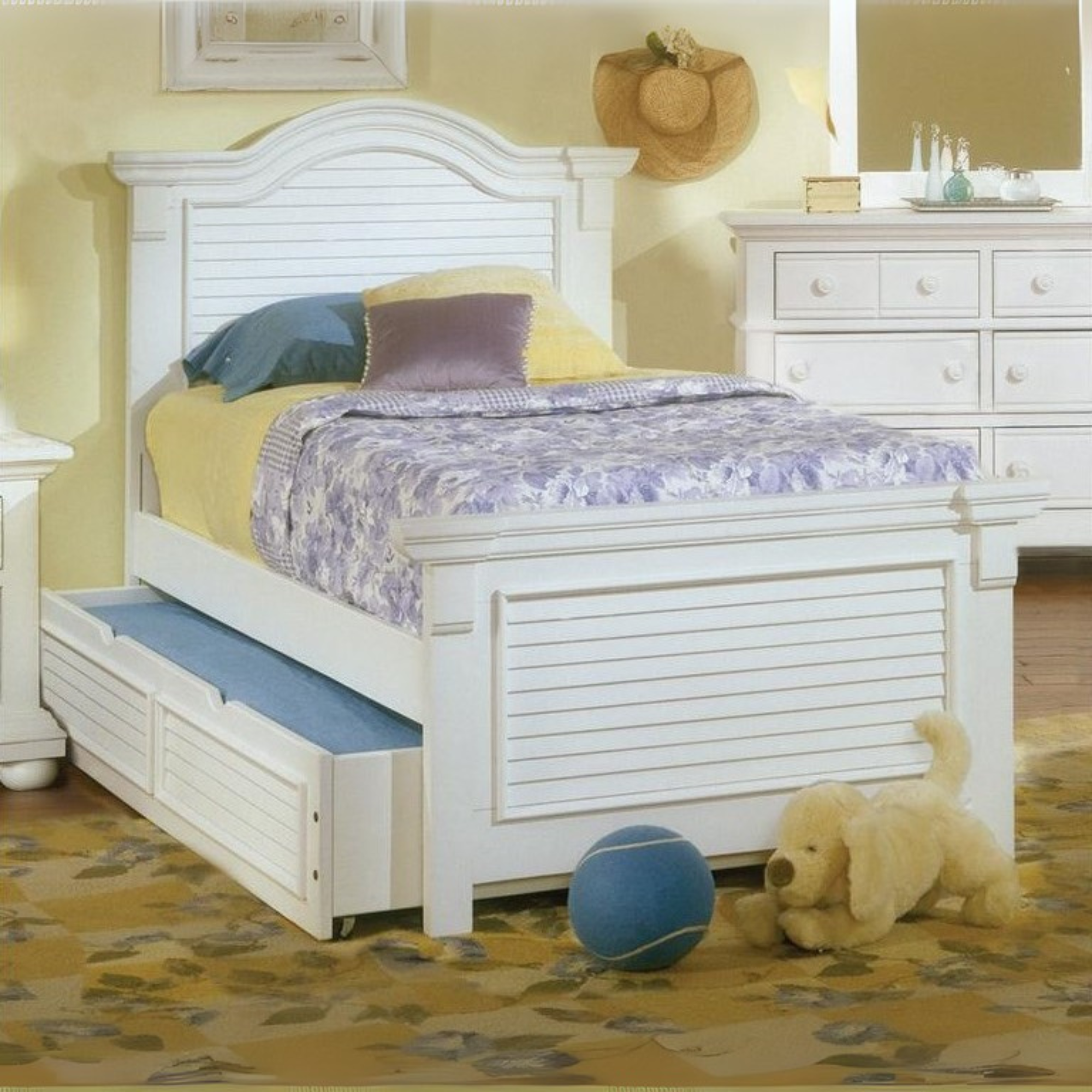 Maddox Cottage Traditions Twin Bed White Wood – Cottage Style Panel Headboard