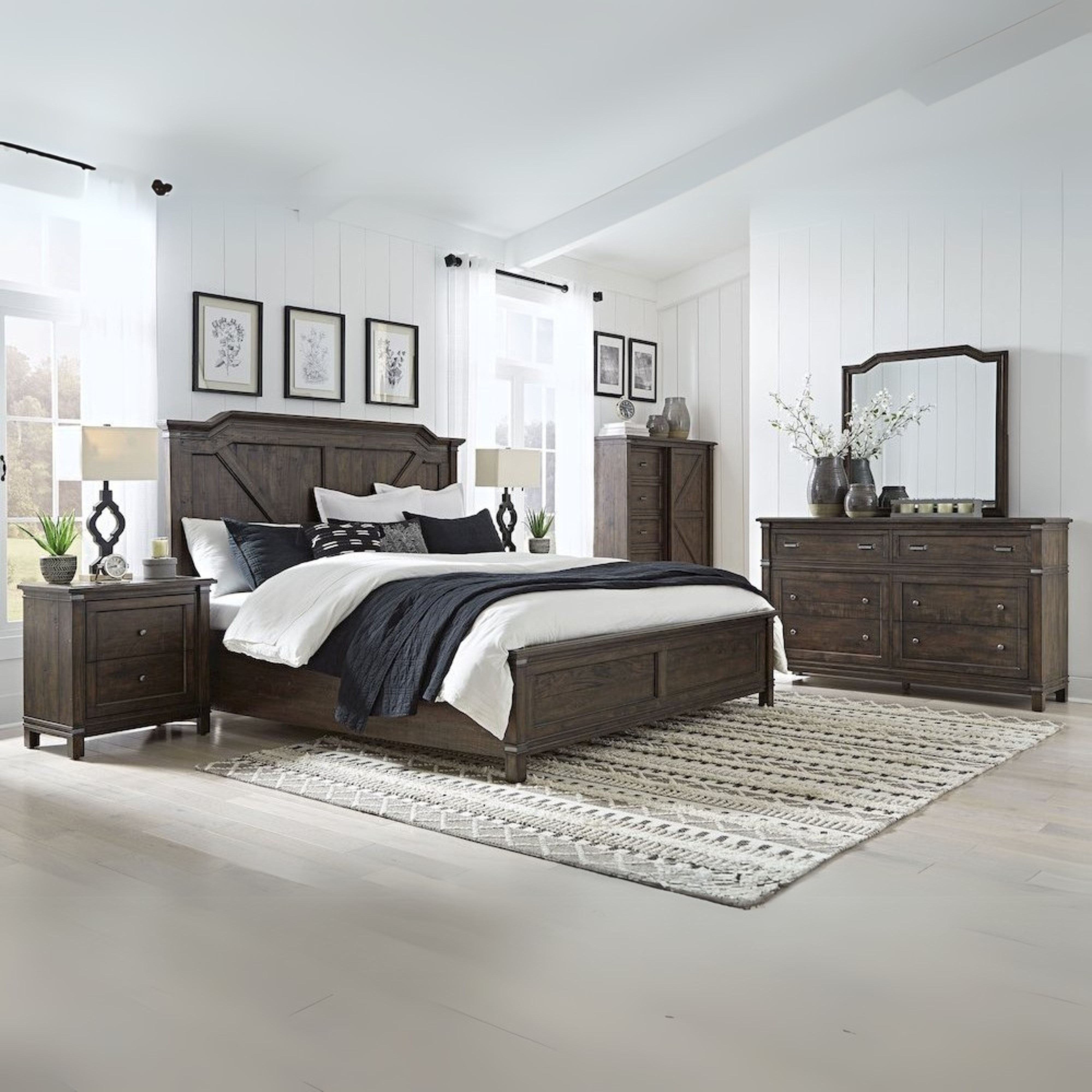 Parlen Queen Whiskey Barrel Wood Panel Bed – Rustic Style with Panel Footboard
