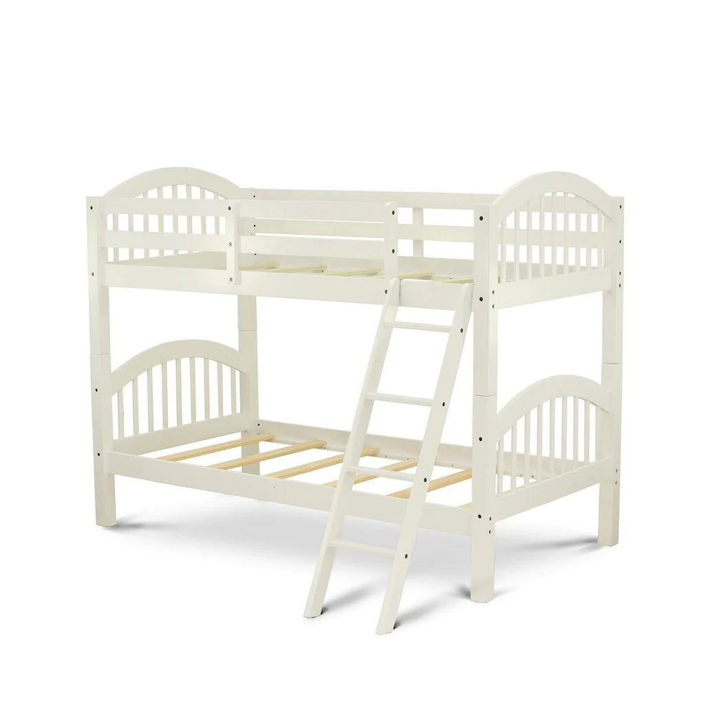 Brookfield Verona Twin Bunk Bed Linen White Rubberwood Kids Furniture – Low Profile Safety Design