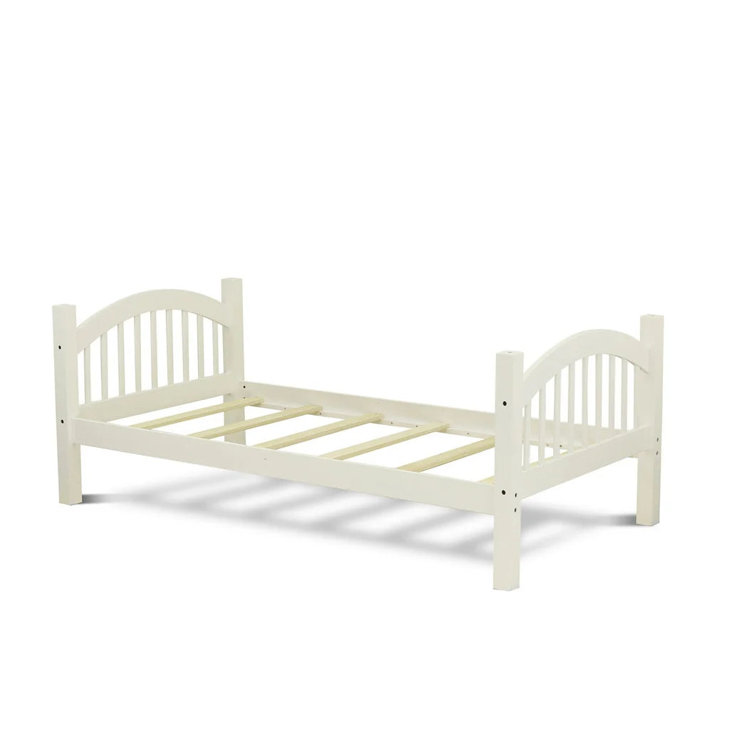 Brookfield Verona Twin Bunk Bed Linen White Rubberwood Kids Furniture – Low Profile Safety Design