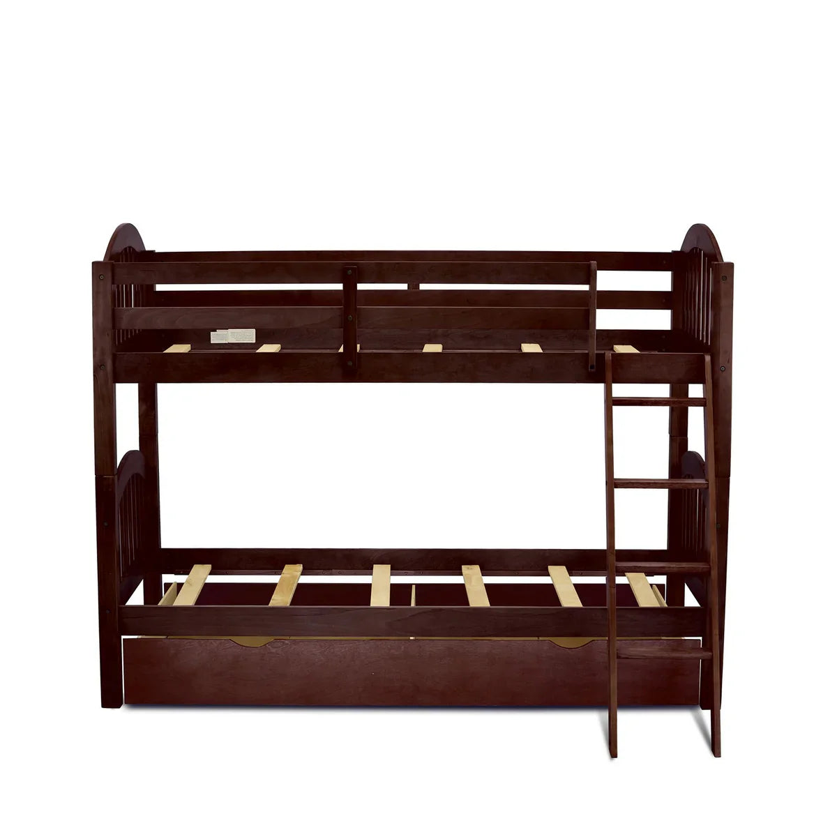 Yovrin Verona Twin Bunk Bed Java Brown Solid Wood Kids Bed Space-Saving with Trundle Storage