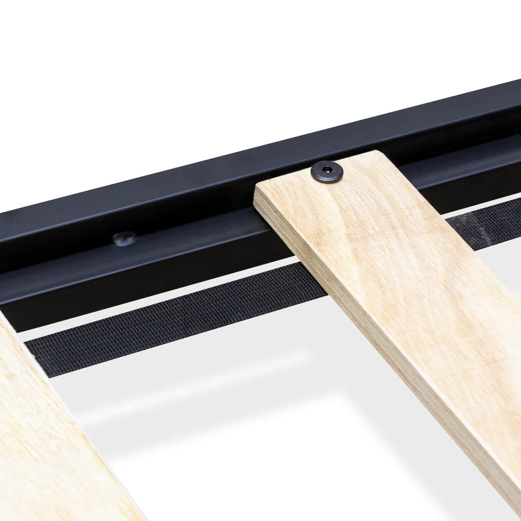 Rowan Wilson Queen Engineered Wood Platform Bed – Black & Weathered Wood Low Profile Frame