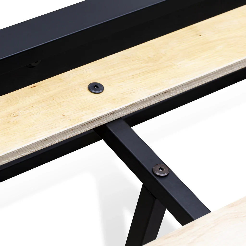 Rowan Wilson Queen Engineered Wood Platform Bed Black & Weathered Wood Low Profile Frame