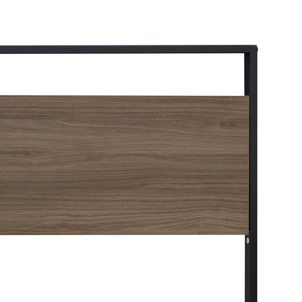 Rowan Wilson Queen Engineered Wood Platform Bed – Black & Weathered Wood Low Profile Frame