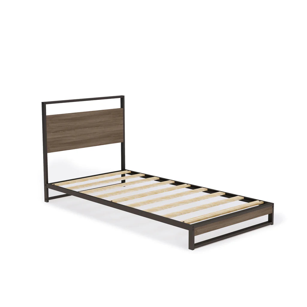 Selden Wilson Twin Metal Platform Bed Black – Vintage Design with Headboard & Under-Bed Storage