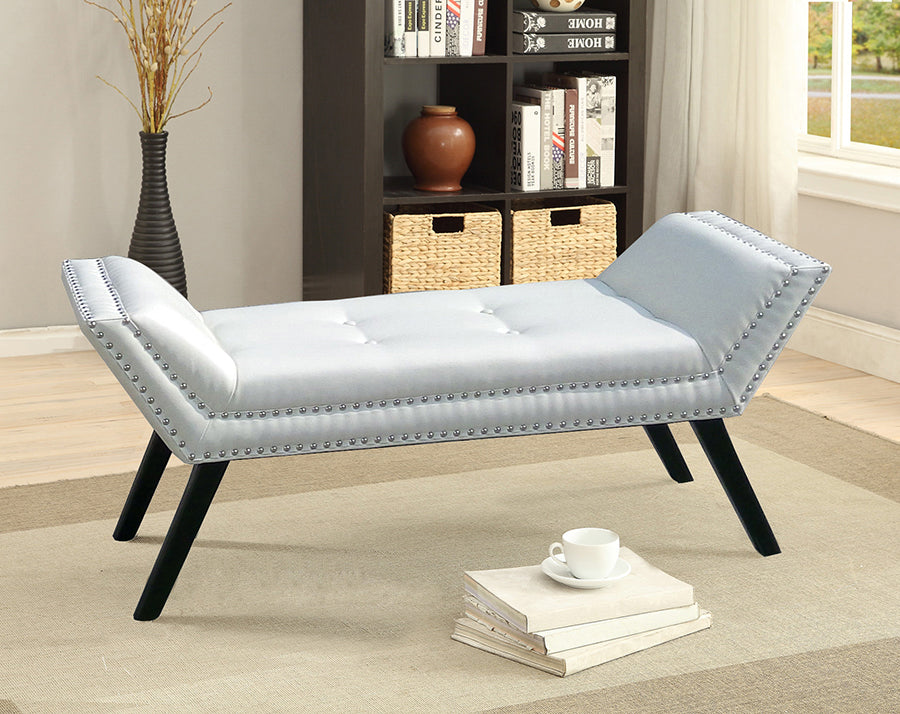 Tamblin Modern and Contemporary White Faux Leather Upholstered Large Ottoman Seating Bench