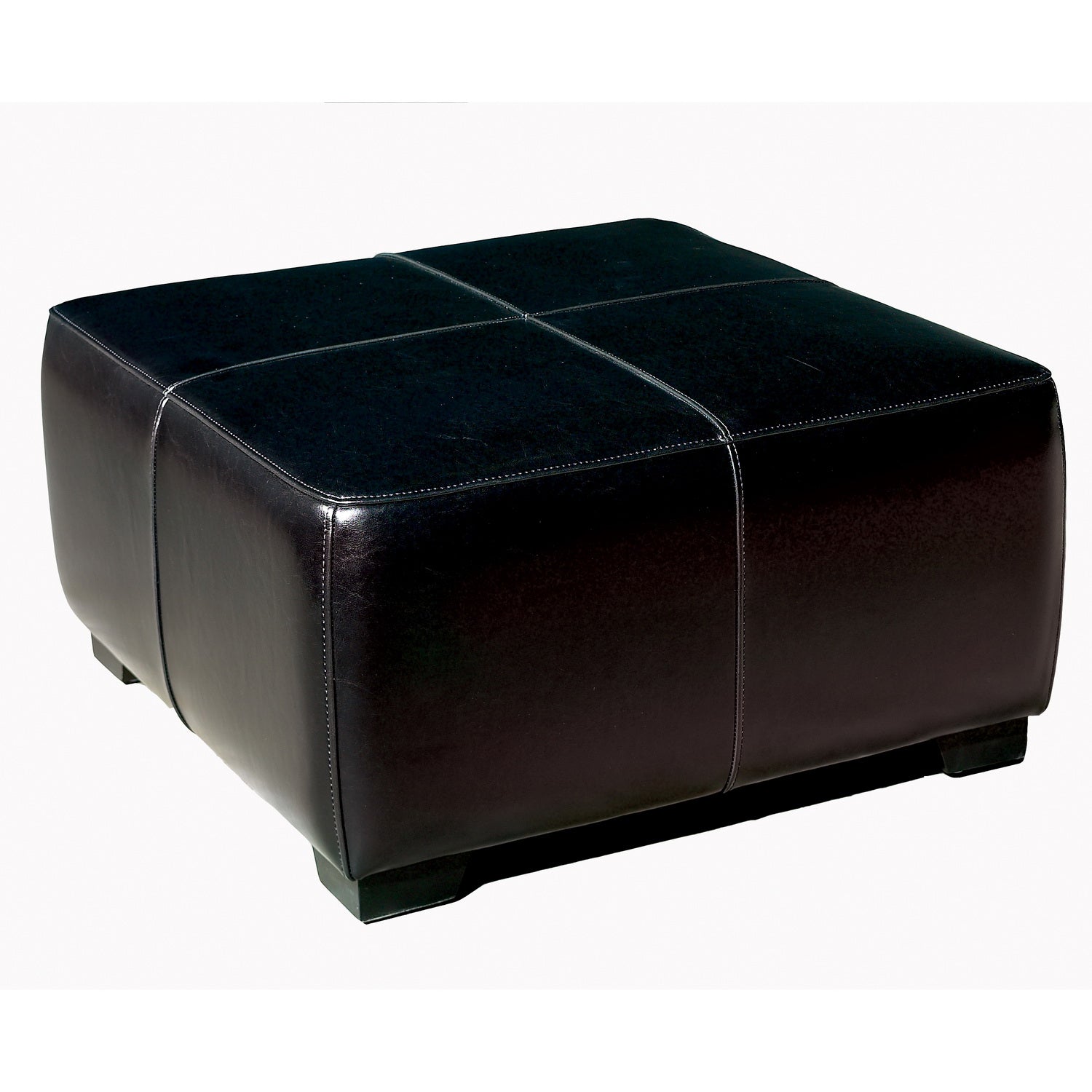 Black Faux Leather Square Ottoman Footstool