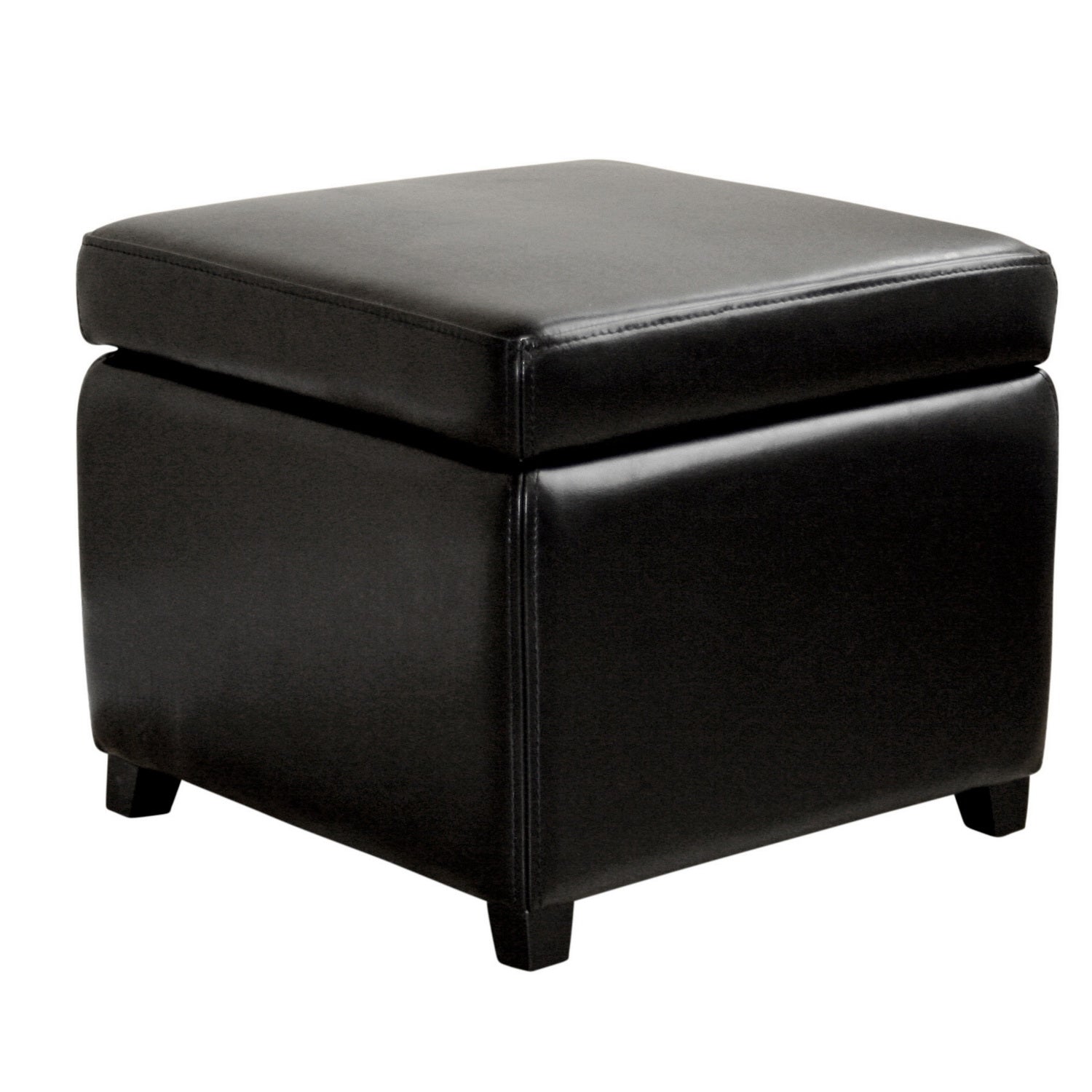 Small Storage Cube Ottoman in Faux Leather Upholstery