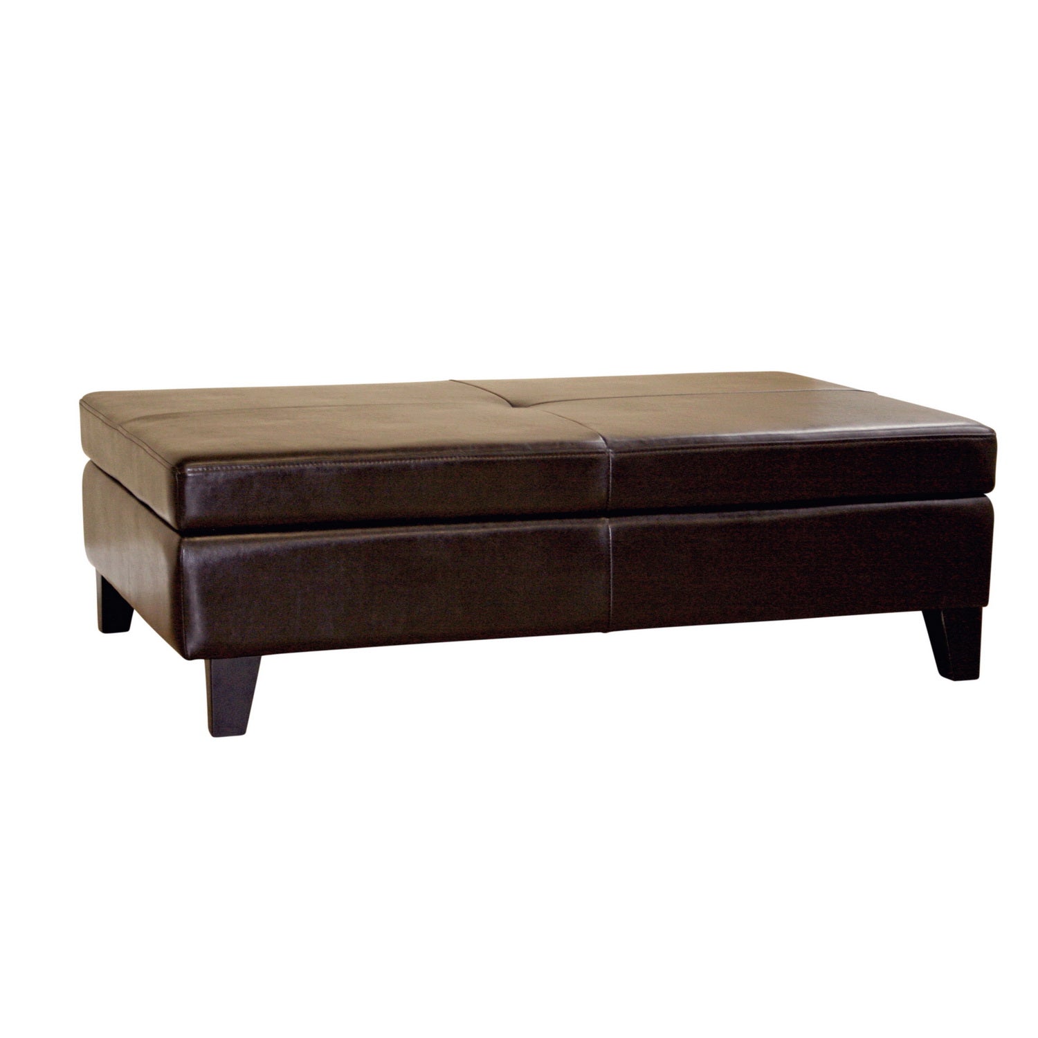 Dark Brown Faux Leather Storage Cocktail Ottoman